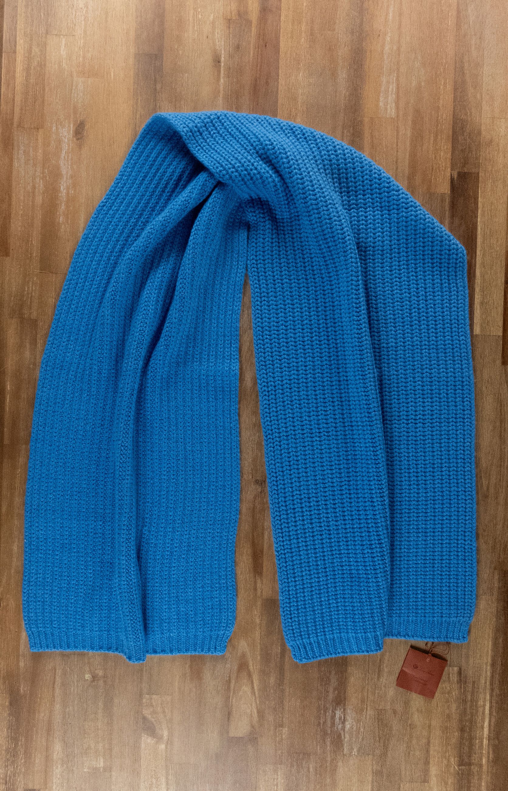 Loro Piana LORO PIANA Davenport blue ribbed knit soft cashmere scarf Size ONE SIZE - 1 Thumbnail