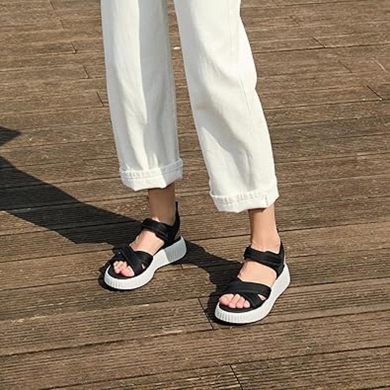 Other New Rihero Womens 9.5 Comfort Platform Sandals - Black/White Size US 9.5 / IT 39.5 - 6 Thumbnail