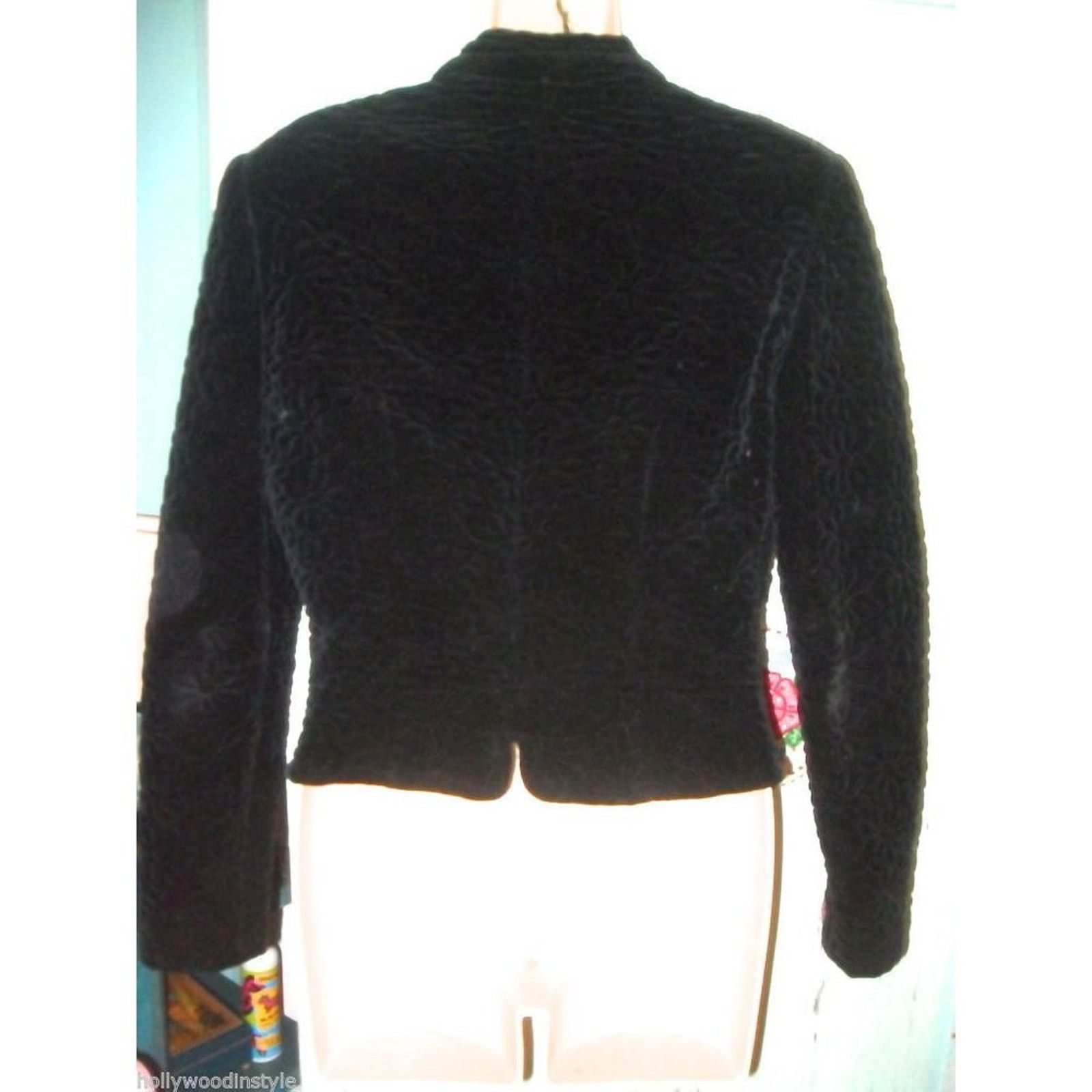 Vintage VINTAGE QUILTED VELVET Nipped Waist Jacket Carved Buttons Size ONE SIZE - 3 Thumbnail