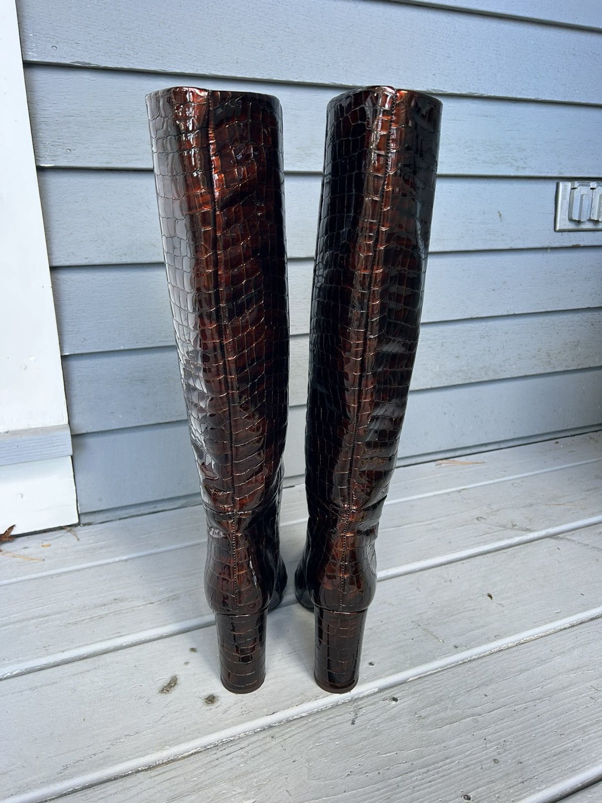 Other Vero Cuoio Crocodile Patterned Heeled Boots Size US 7 / IT 37 - 4 Thumbnail