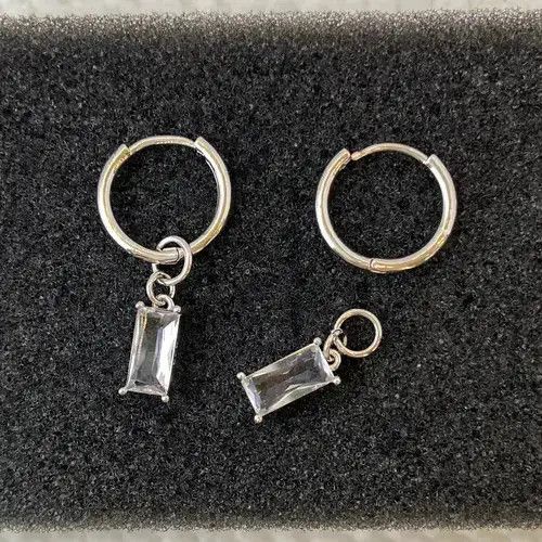 Other 925 Silver Plated Crystal Dangle Drop Earrings for Men Women Size ONE SIZE - 2 Thumbnail