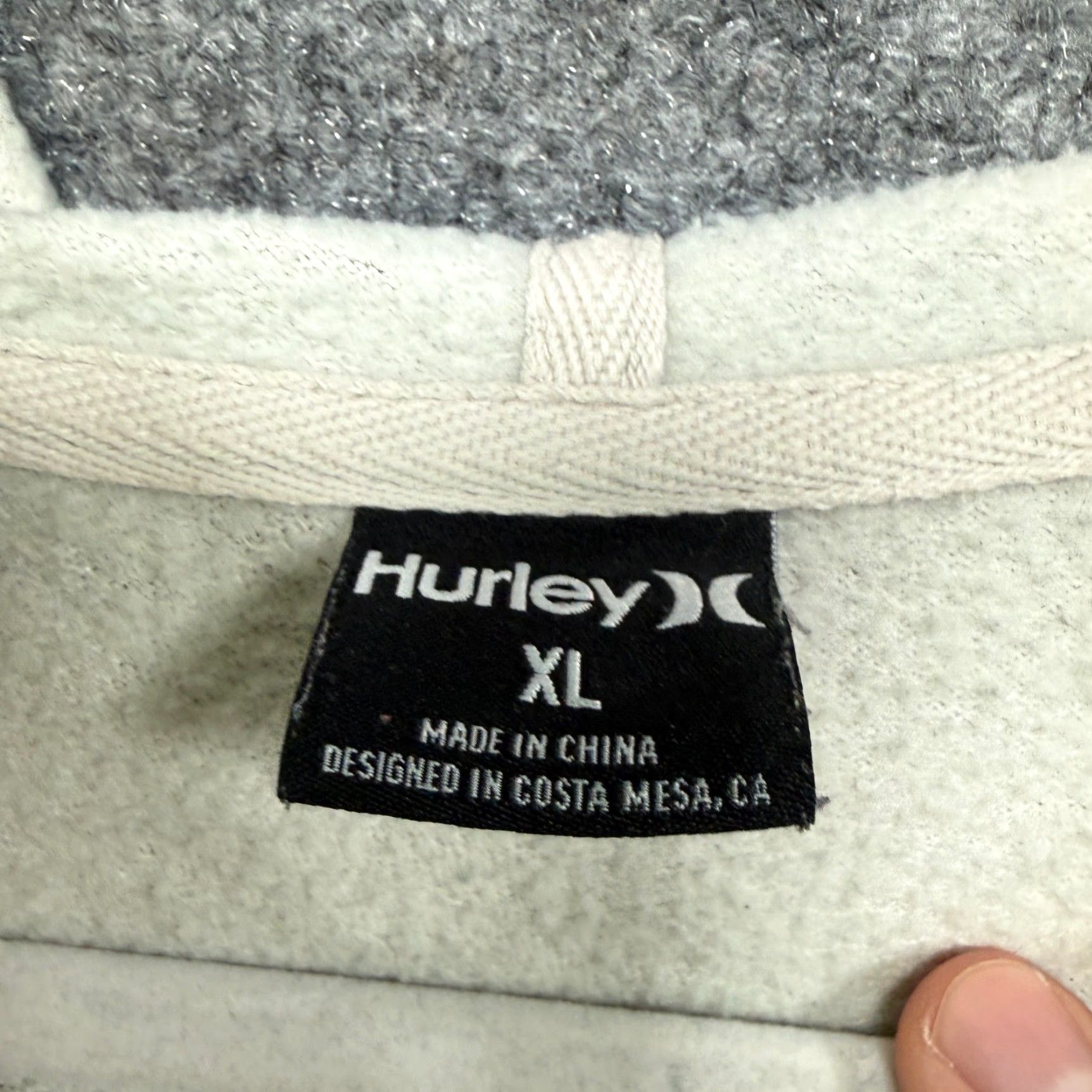 Hurley Hurley Hoodie Mens XL Cream Graphic Pullover Fleece Kangaroo Pocket Drawstring Hooded Pockets Graphic Print Size US XL / EU 56 / 4 - 7 Thumbnail