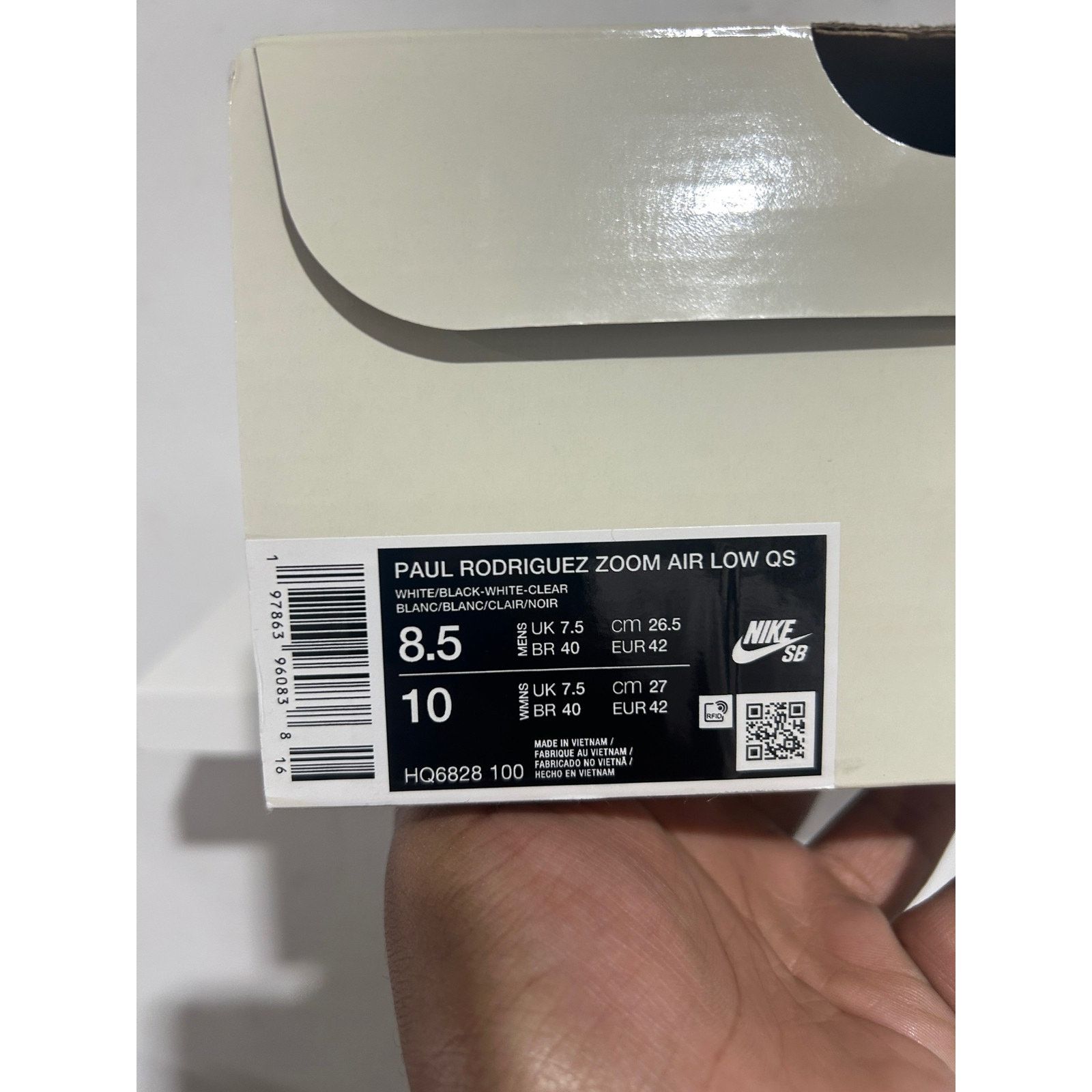 Nike NIKE SB ZOOM PAUL RODRIGUEZ 1 WHITE BLACK 2025 SIZE 8.5 NEW Size US 8.5 / EU 41-42 - 6 Thumbnail