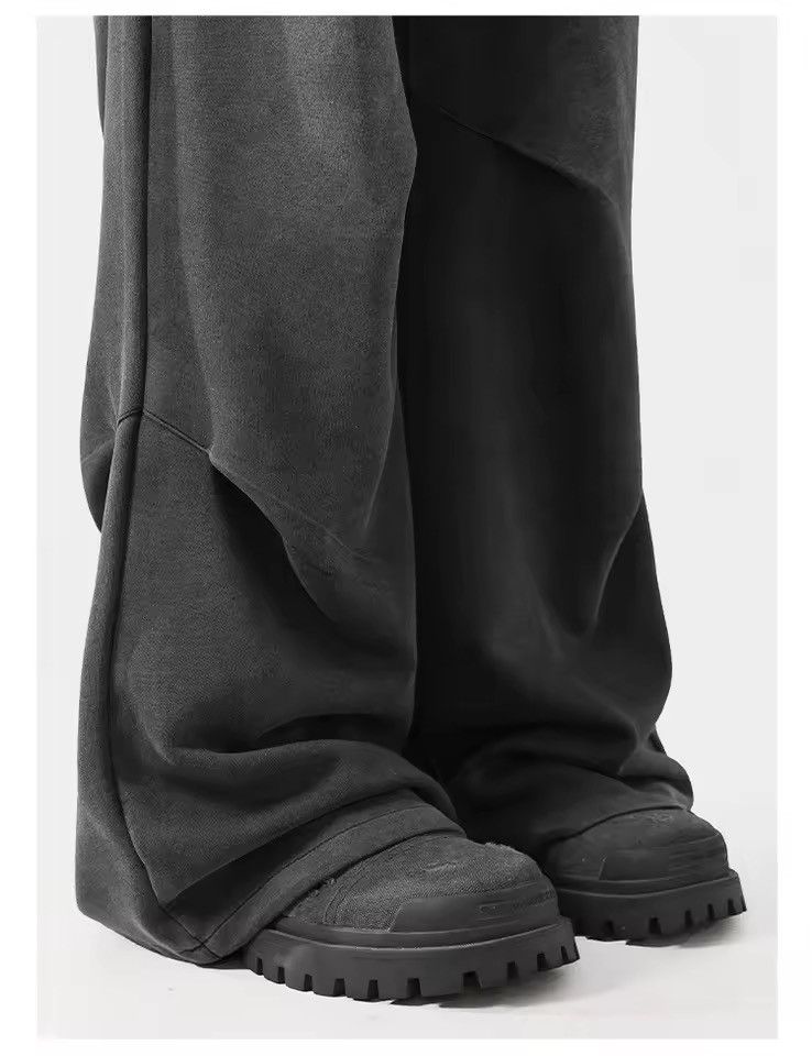 Japanese Brand Pleated Straight Washed Long Wide Leg Sweatpants Size US 33 - 7 Thumbnail