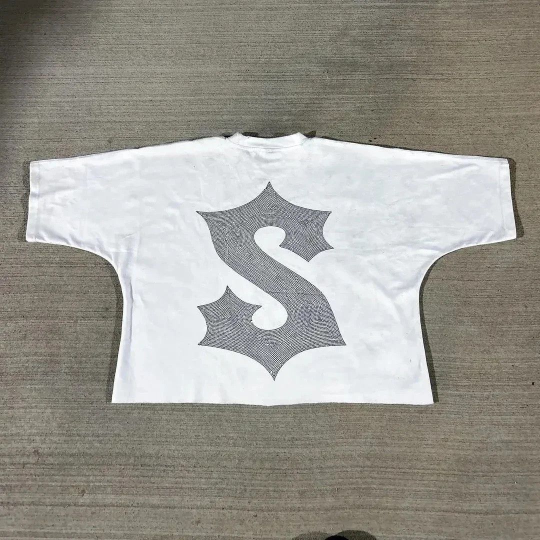 Vintage White Cross Print Gothic Tee Size US L / EU 52-54 / 3 - 2 Thumbnail