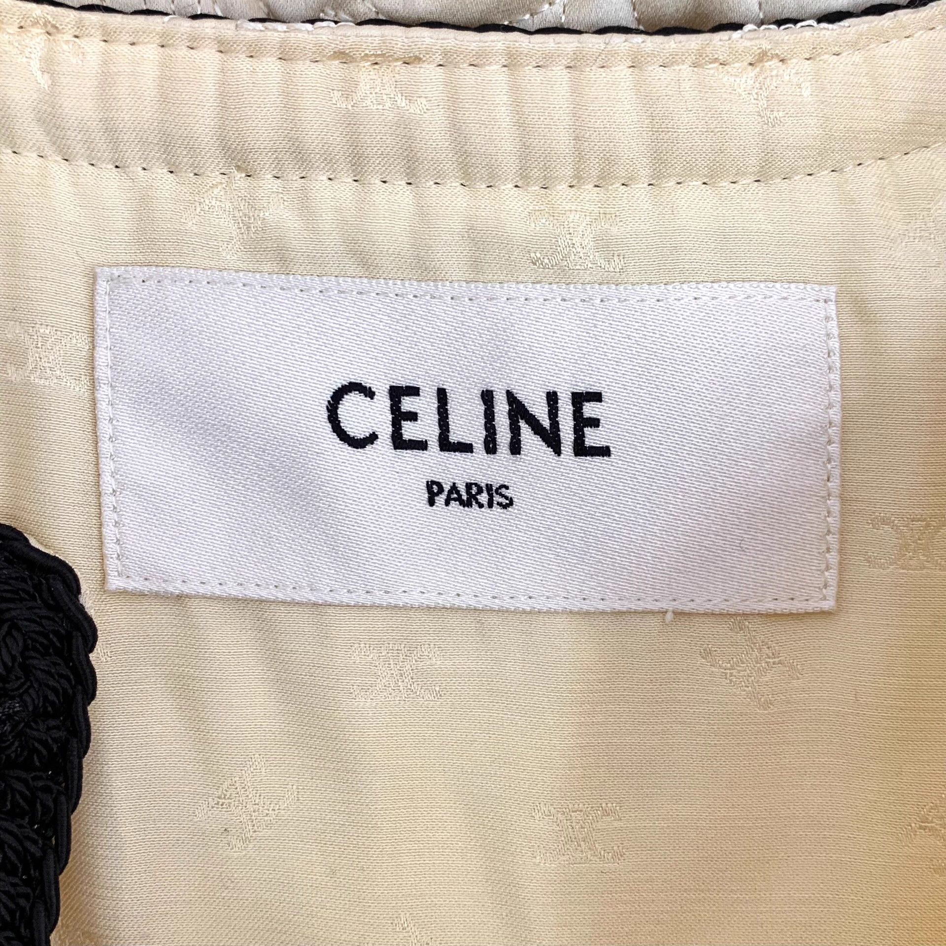 Celine Celine Beige Floral Embossed Crew Neck Long Sleeve Jacket Size S / US 4 / IT 40 - 5 Thumbnail
