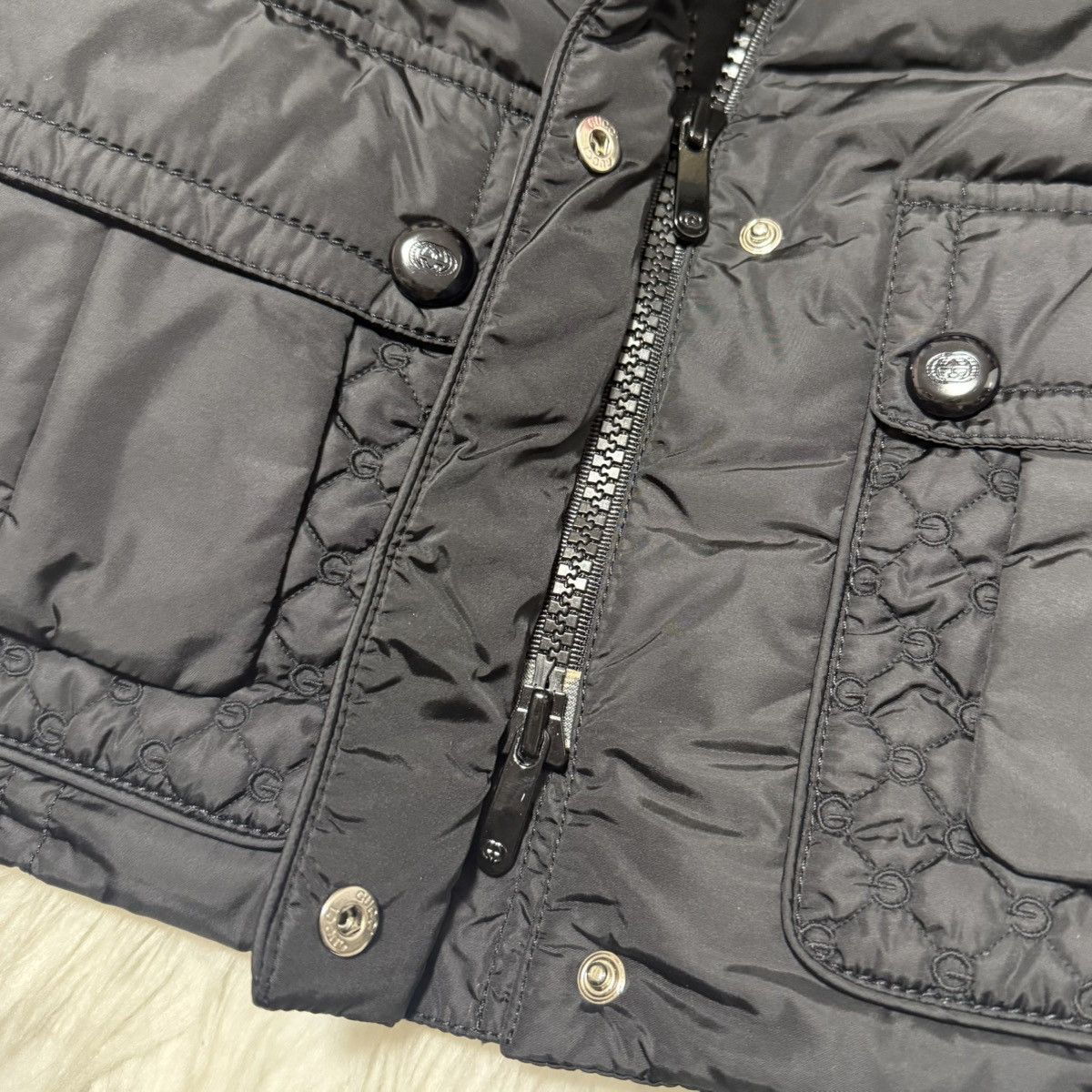 Gucci Authentic Gucci GG Logo Button Quilted Down Jacket 38 Black Size XS / US 0-2 / IT 36-38 - 11 Thumbnail