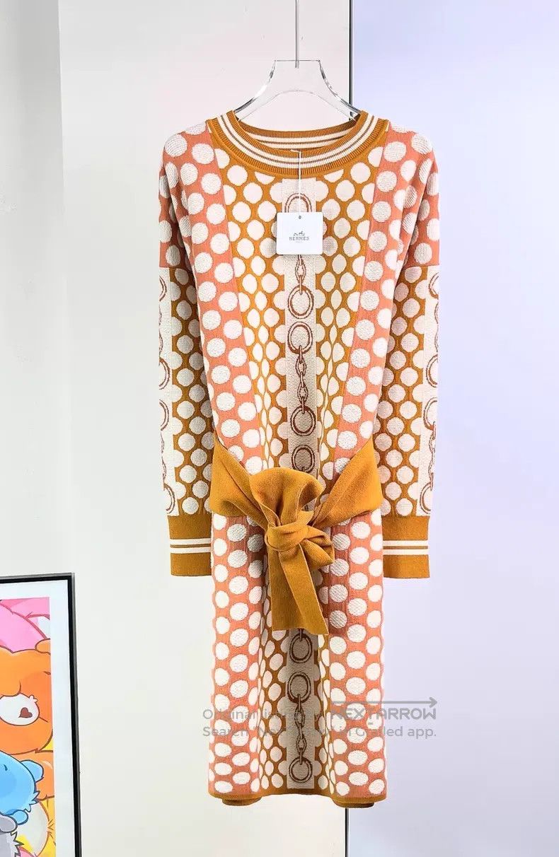 Hermes Hermes Color-Blocked Polka Dot Knit Dress Size XS / US 0-2 / IT 36-38 - 2 Thumbnail