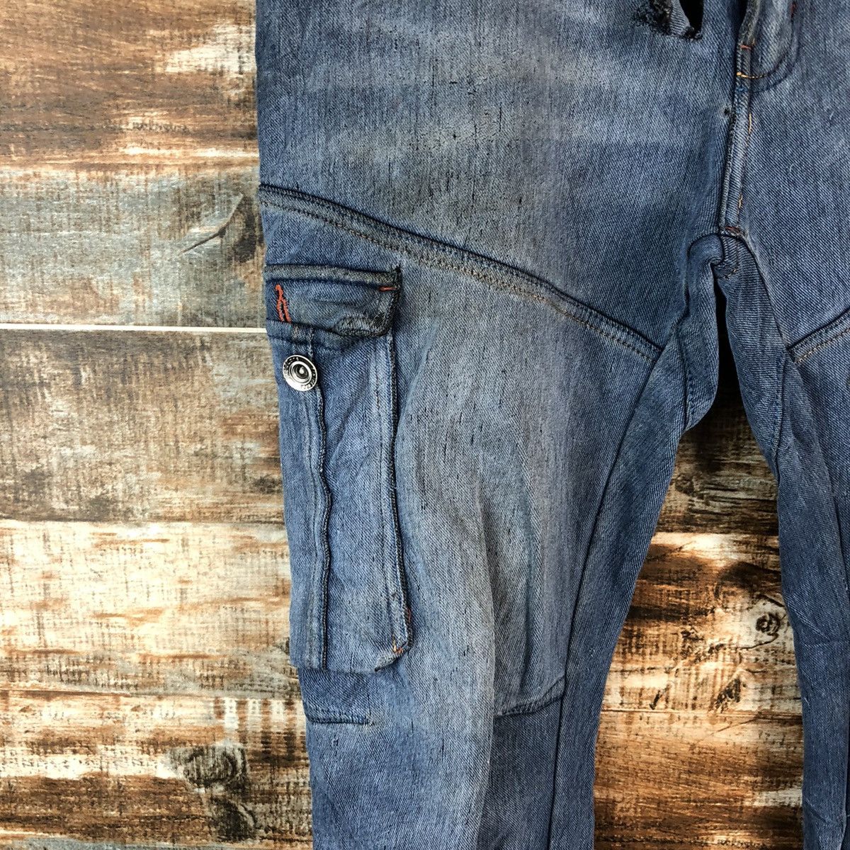 Japanese Brand Field Core Blue Distressed Denim Pants #A2138 Size US 33 - 9 Thumbnail