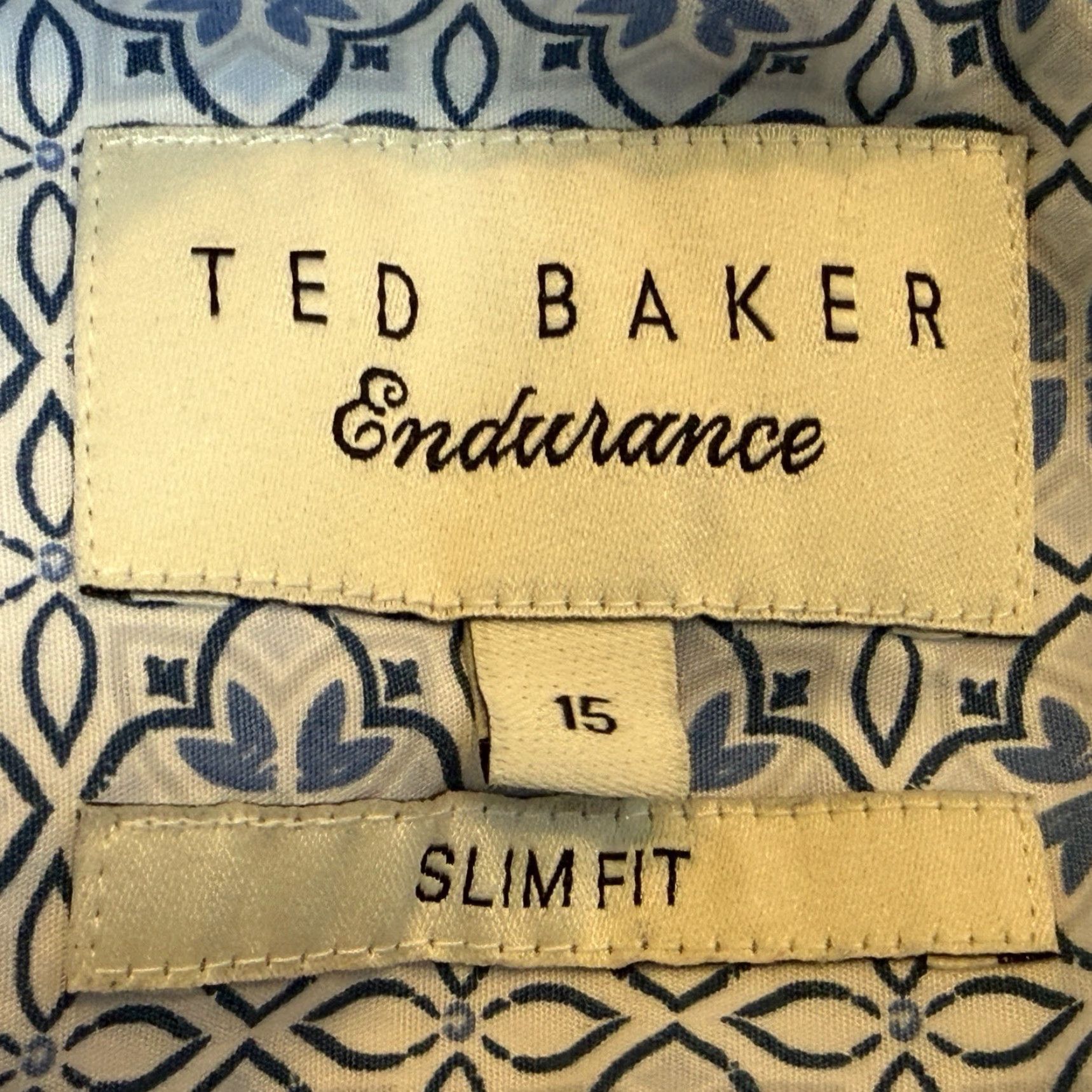 Ted Baker Ted Bake Endurance Button Front Shirt Mens Sz 15 Blue Texture Slim Fit Flip Cuff Size US S / EU 44-46 / 1 - 5 Thumbnail
