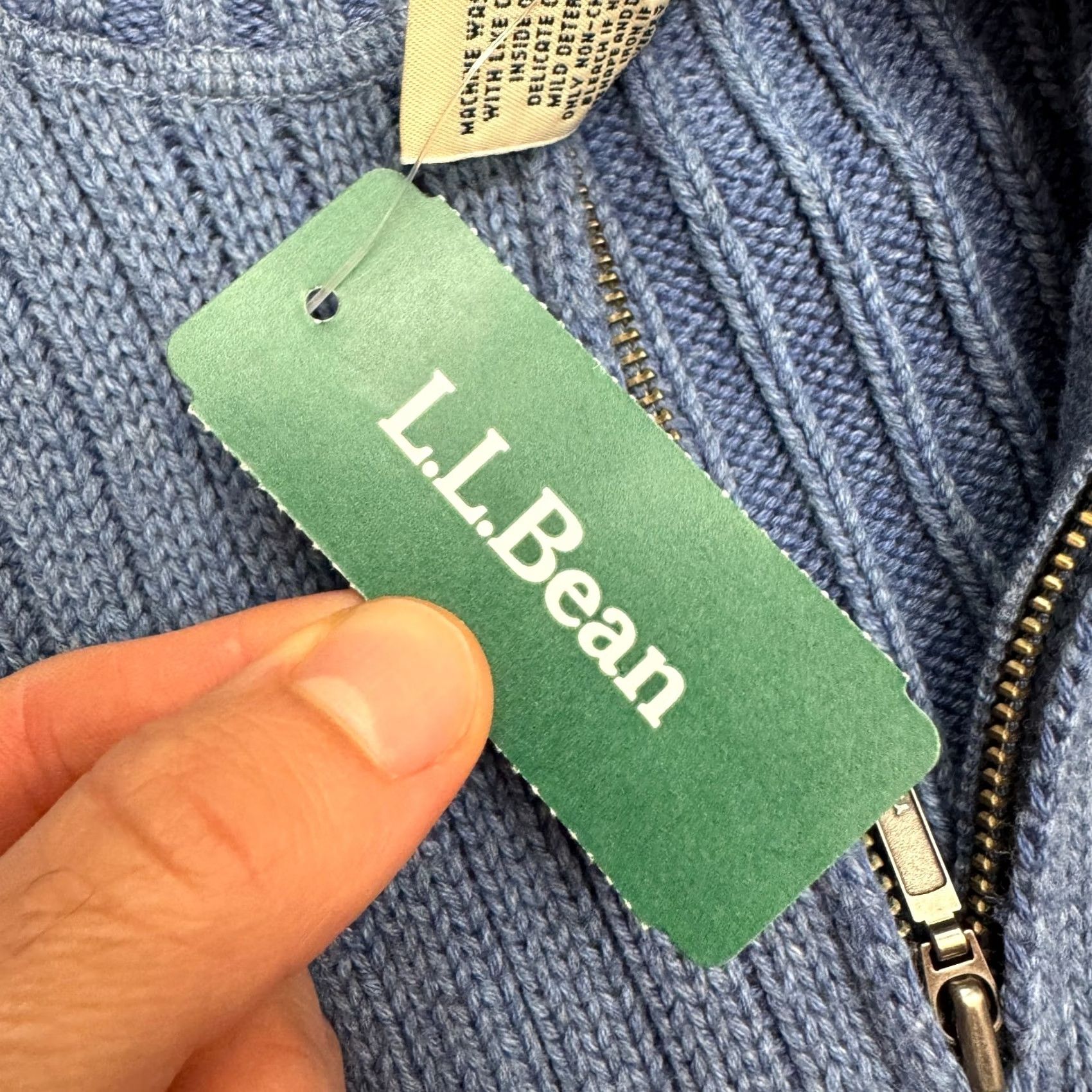 Vintage L.L. Bean Fisherman 1/4 Zip Pullover Sweater Mens XL Blue Cotton Mock Neck NWT Size US XL / EU 56 / 4 - 3 Thumbnail