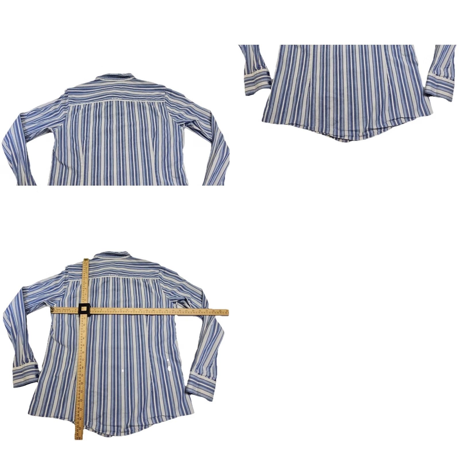 Ariat Ariat Womens Fitted Western Shirt L Blue White Striped Long Sleeve Cowgirl Rodeo Shirts Size L / US 10 / IT 46 - 8 Thumbnail