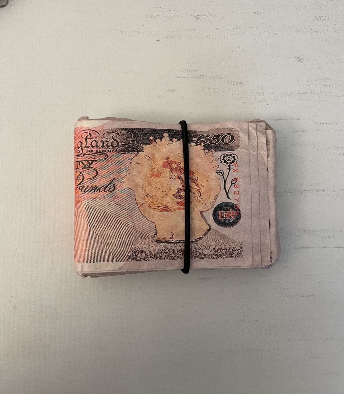image of Vintage £50 Pounds Bill Wallet (Not Maison Margiela) Real Leather in Red, Men's