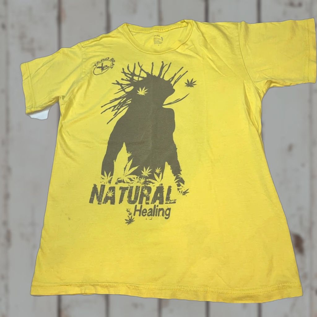Vintage VINTAGE Yard Beat T-Shirt Jamaica Rasta Reggae Natural Healing Yellow Cotton Short Sleeve Unisex SMALL Men Women Clothing Size US S / EU 44-46 / 1 - 1 Thumbnail