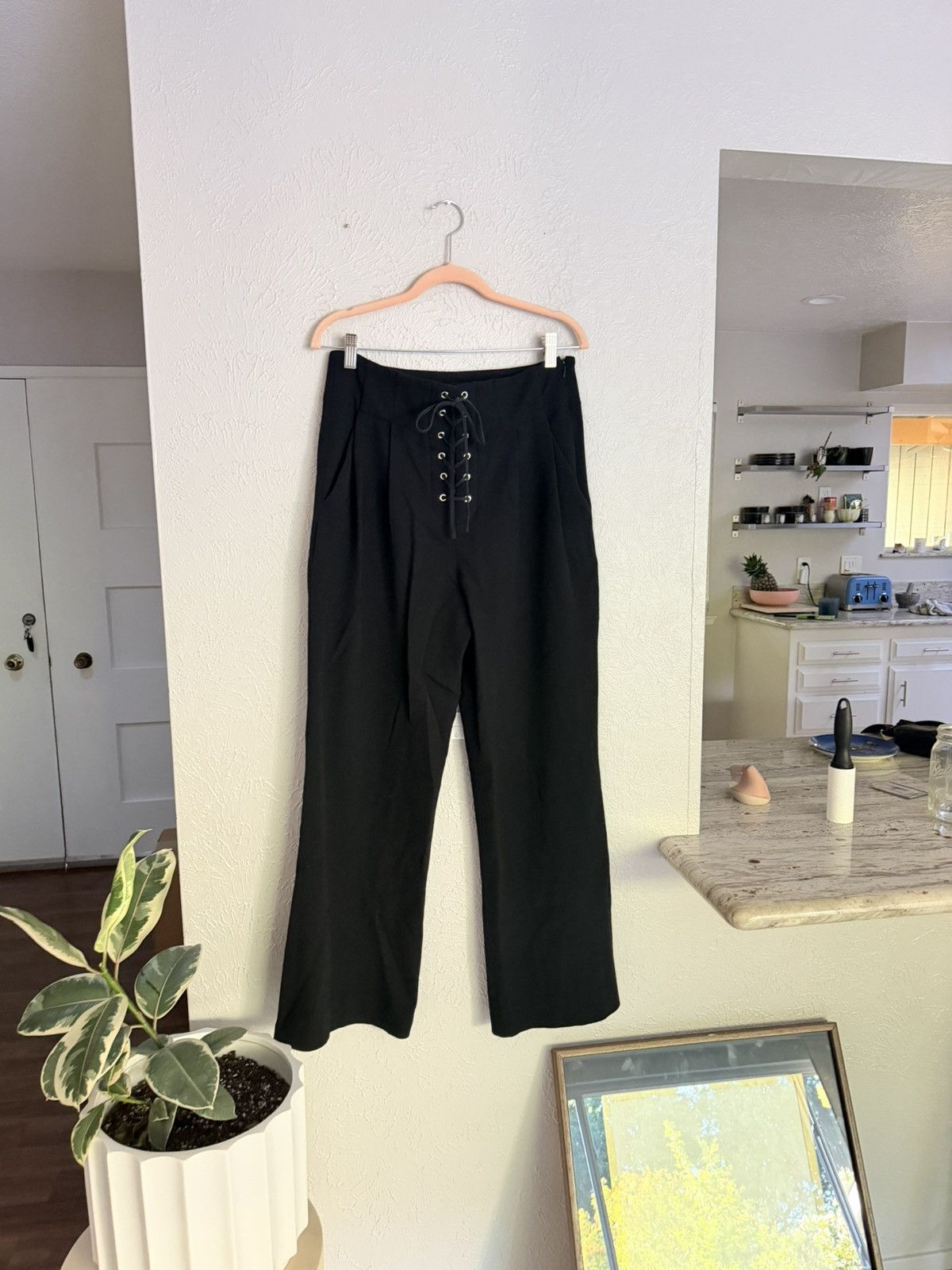 A.L.C. A.L.C. Estrada high waisted wide leg black trouser pants 10 Size 32" / US 10 / IT 46 - 17 Thumbnail