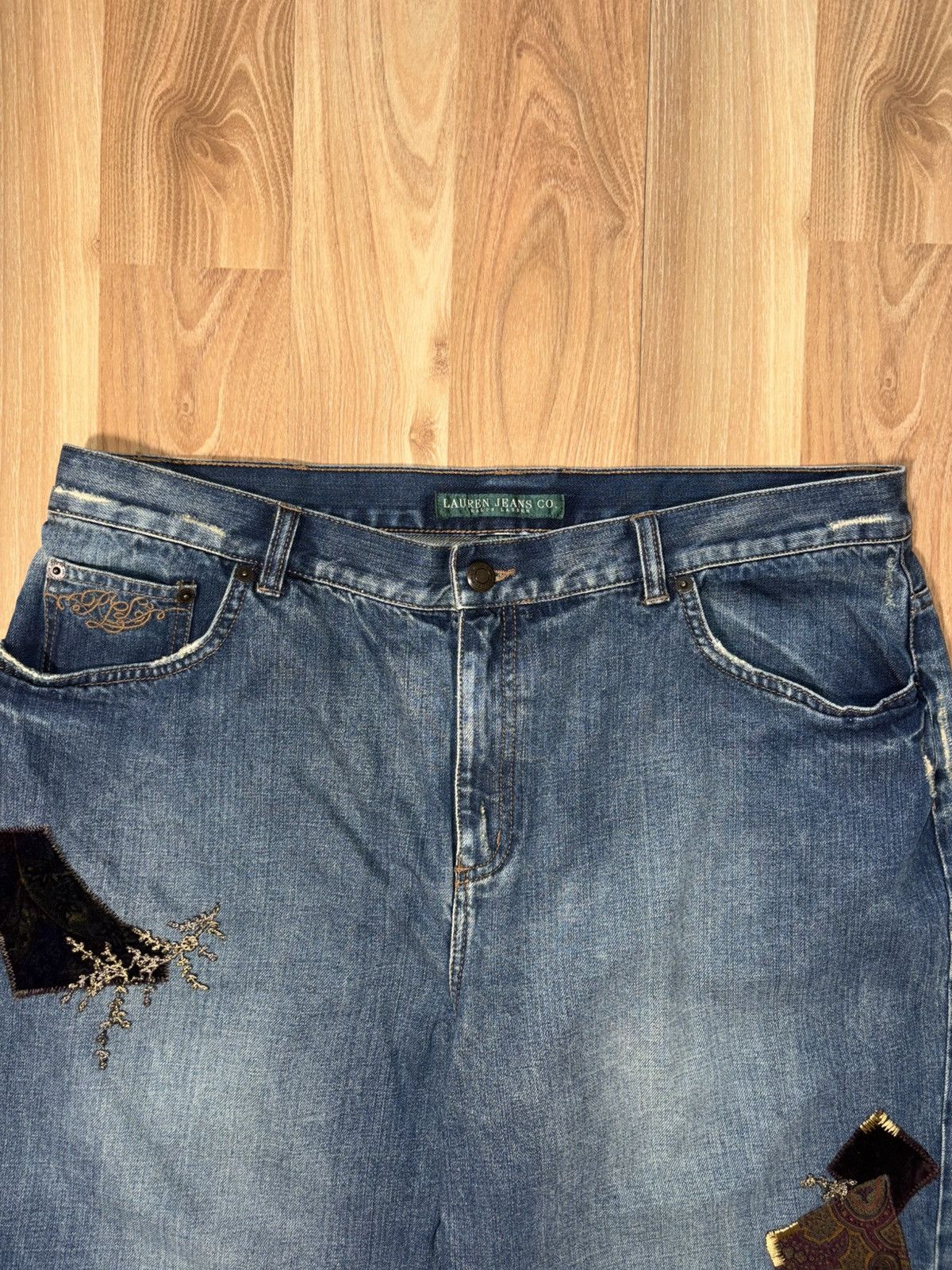 Lauren Ralph Lauren Vintage Lauren Ralph Lauren Patchwork& Embroidered Denim 16W Size 38" / US 16 / IT 52 - 3 Thumbnail