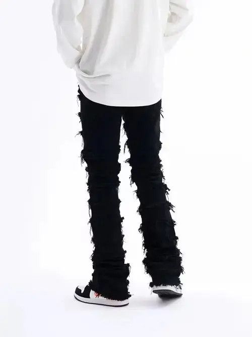 ripped flared punk damaged jeans
