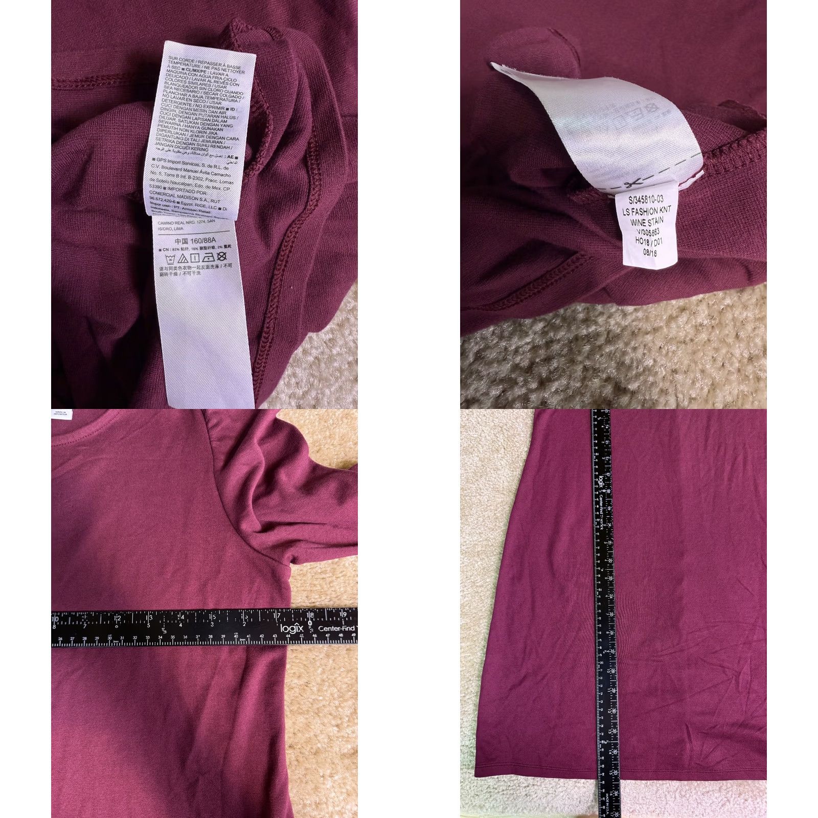 Old Navy Old Navy Womens Dress Small Red Wine Long Sleeve Knee Length D914 Size S / US 4 / IT 40 - 8 Thumbnail