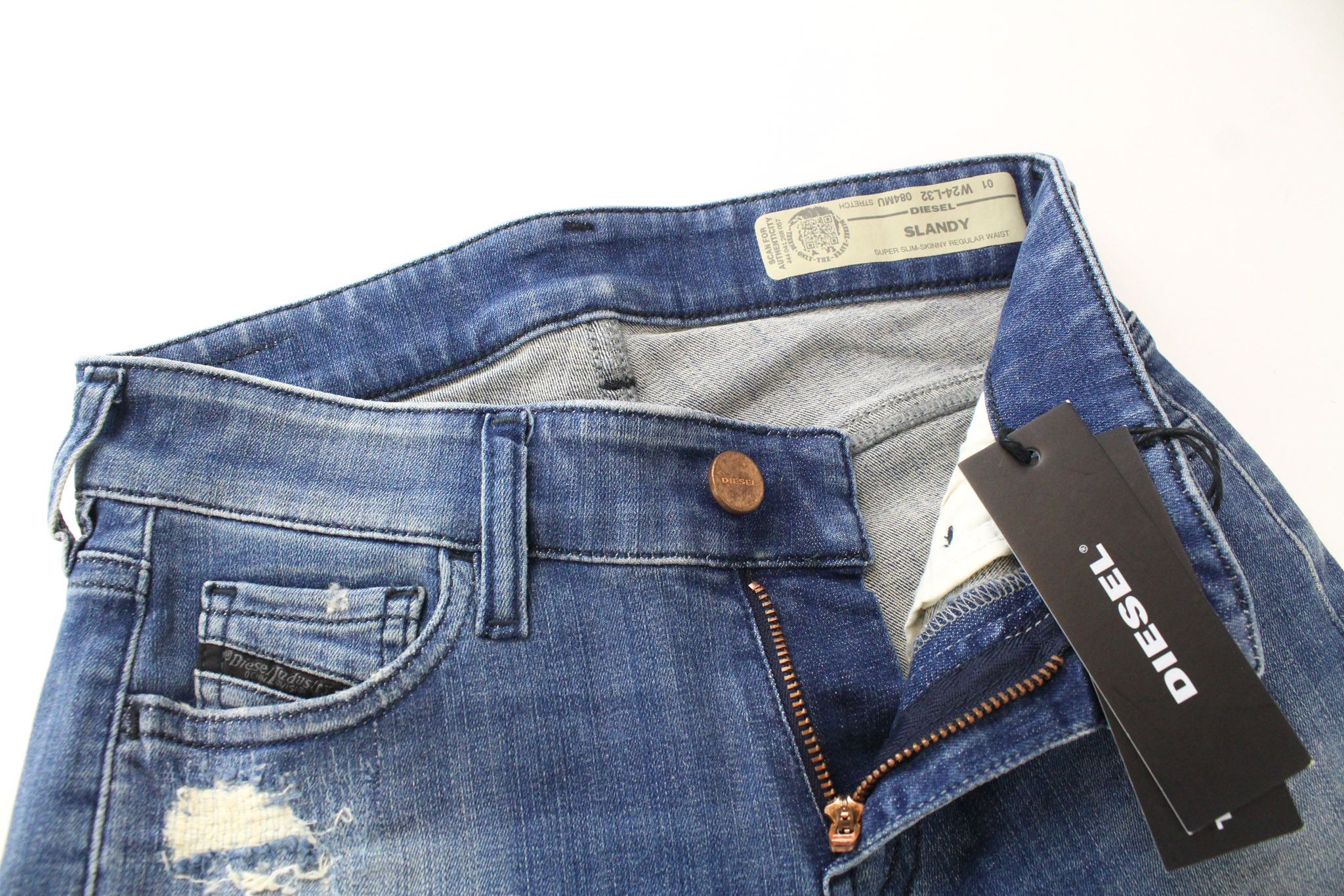 Diesel SLANDY 084MU W24/L32 Girls Blue Stretch Jeans 70524 Size 24" / US 00 / IT 34 - 5 Thumbnail