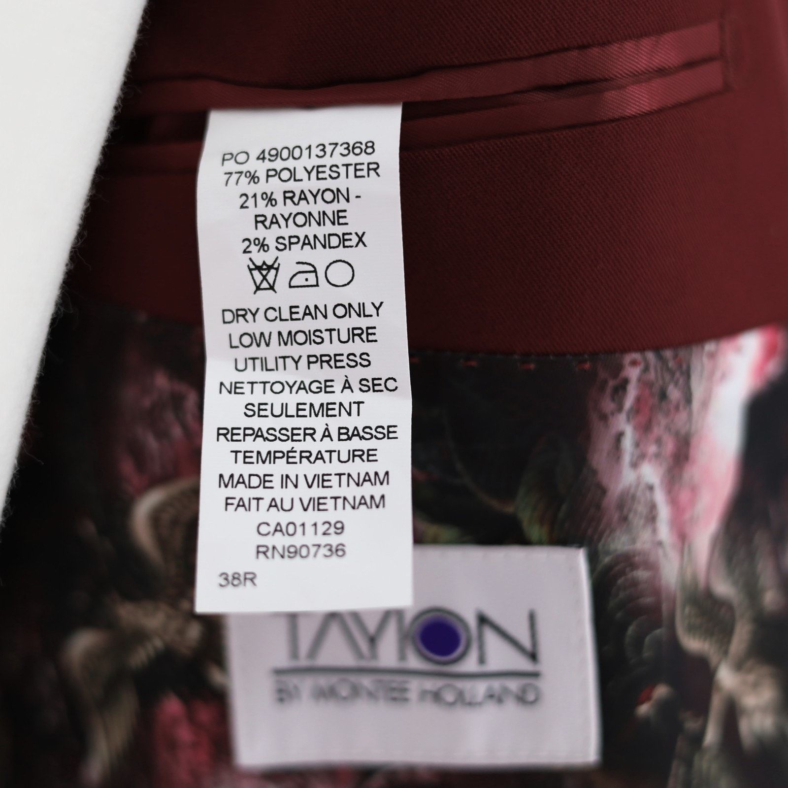 The Unbranded Brand Tayion Collection Suit Jacket Men's Red Solid Blazer 38R Size 38R - 7 Thumbnail