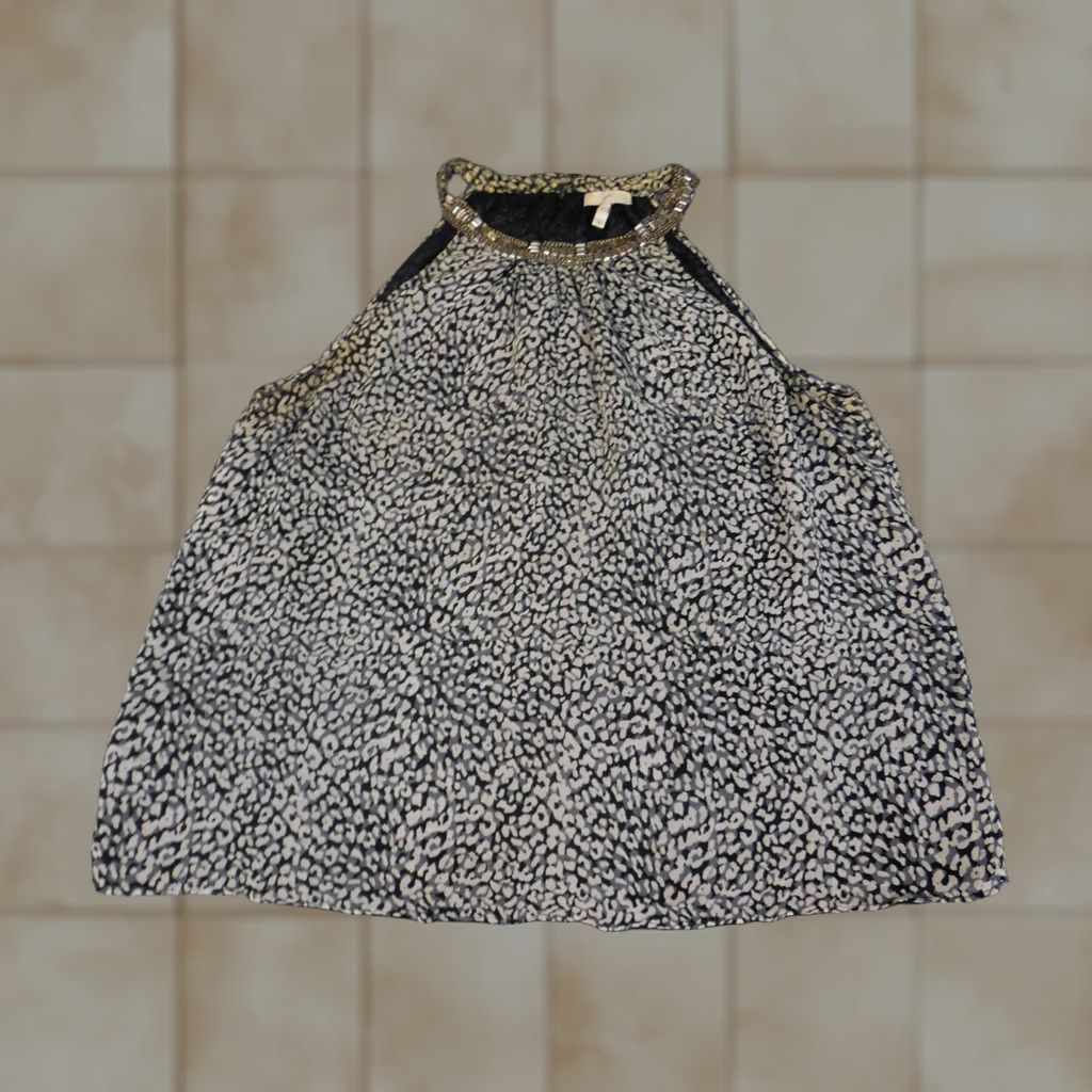 Joie Joie Blouse Sleeveless Gray L Dolman Sleeve Crew Neck Pullover Regular Women's Stretch Geometric Casual Dog Pattern Size L / US 10 / IT 46 - 1 Thumbnail