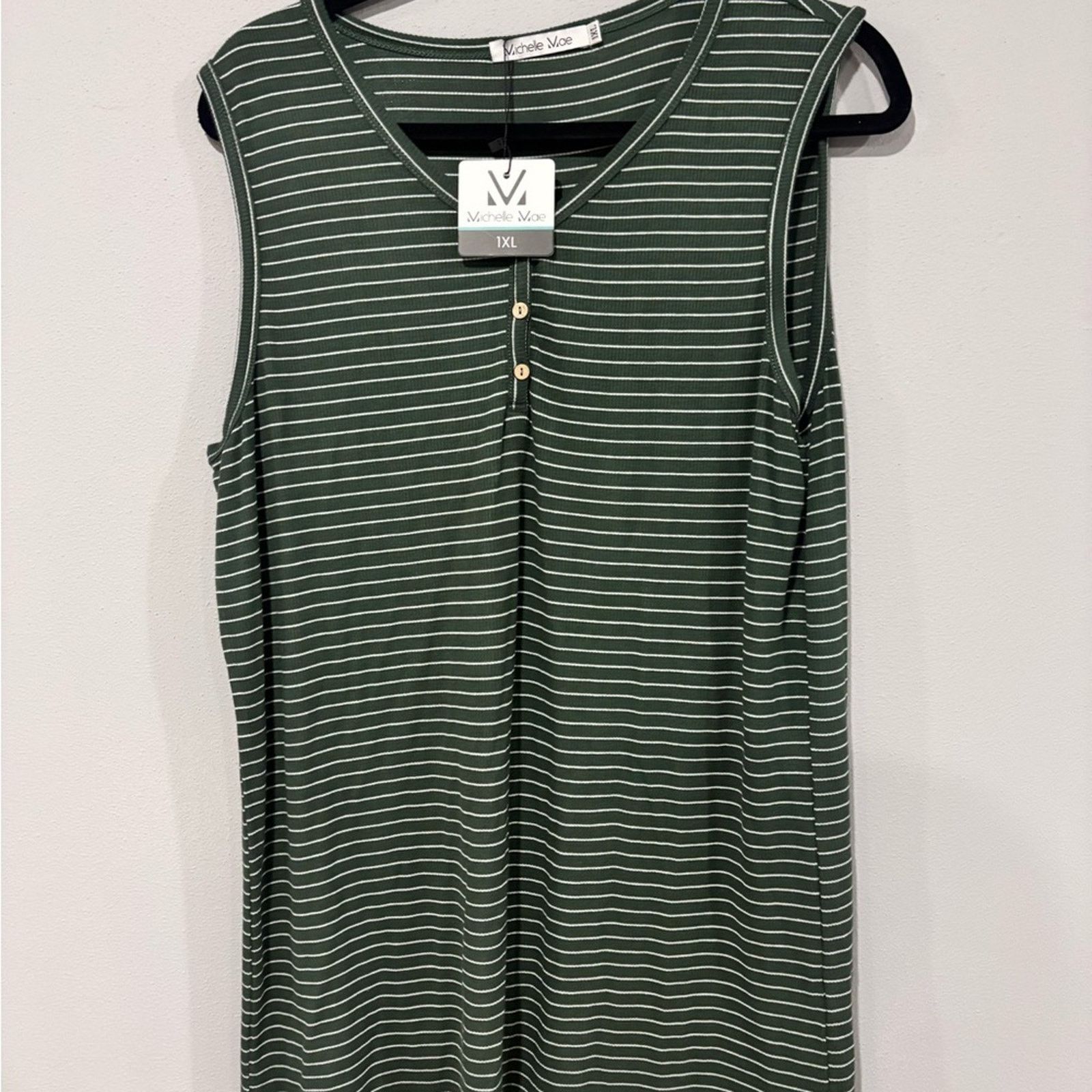 Other Michelle Mae Green Striped Women's Top - 1X Size XL / US 12-14 / IT 48-50 - 2 Thumbnail