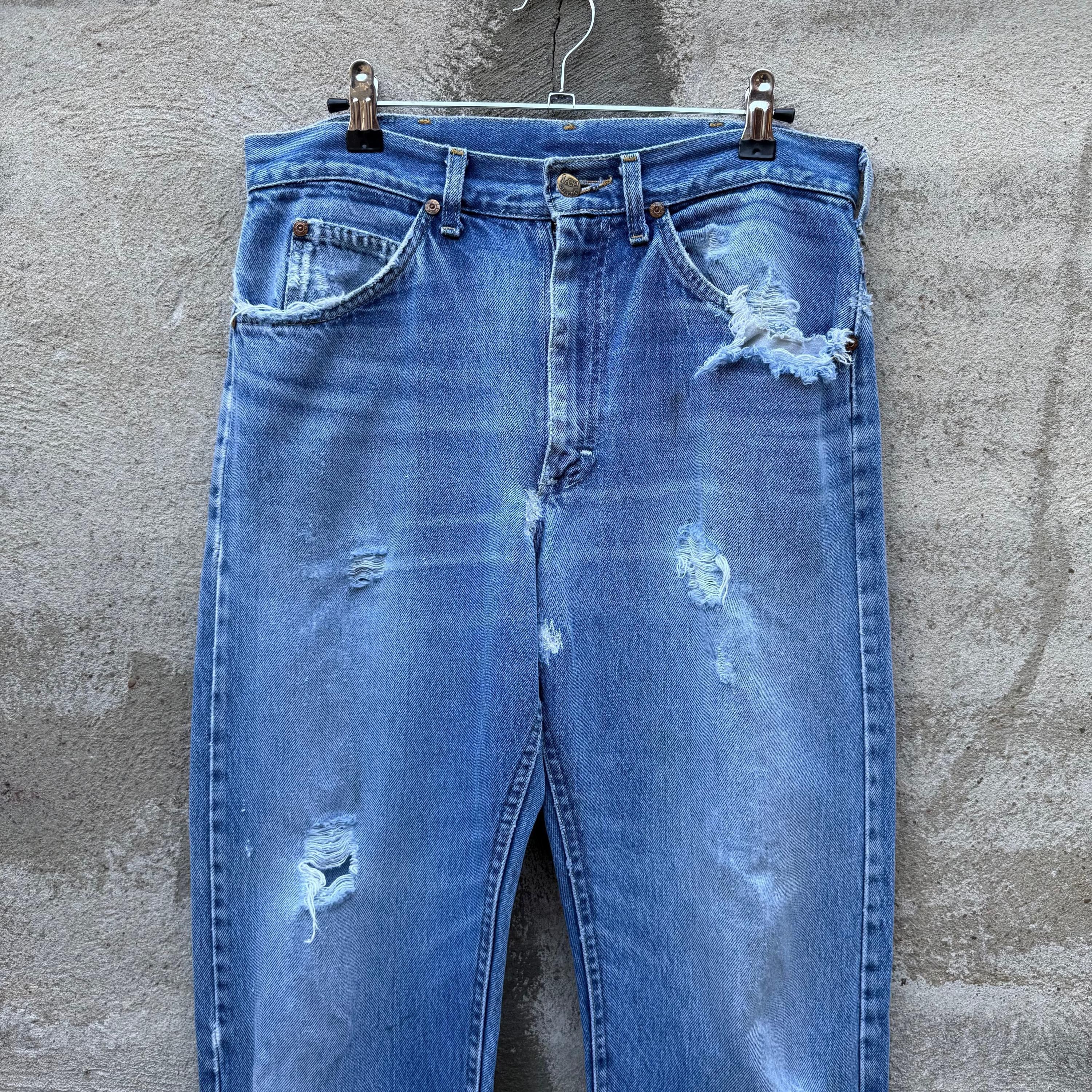 Lee 80's Lee Riders Thrashed & Repaired Denim Jeans Size US 30 / EU 46 - 11 Thumbnail