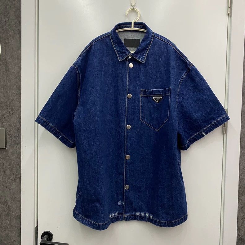 Prada Prada Triangle logo denim short sleeves 2502-Nextarrow Size US XL / EU 56 / 4 - 1 Thumbnail