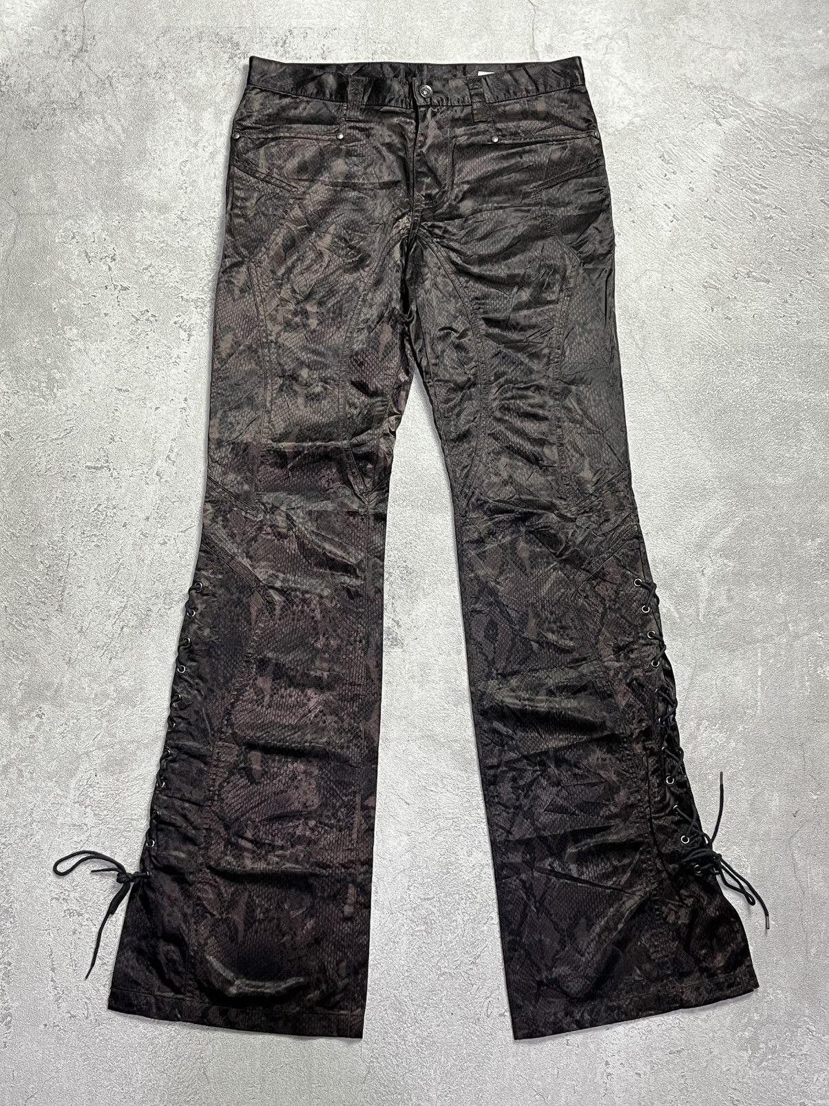 Japanese Brand Semanticdesign Snake skin python Flare Laces Pant Size US 30 / EU 46 - 2 Thumbnail