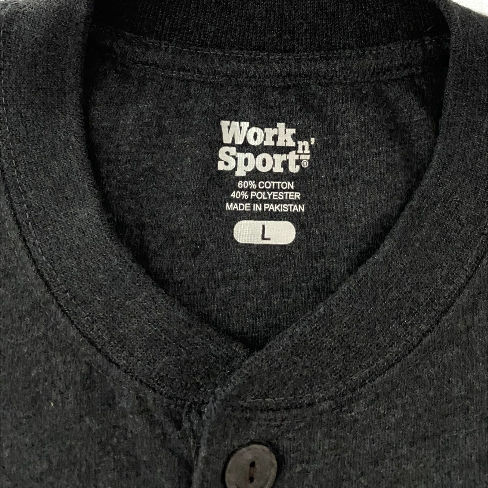 Vintage Work n Sport Shirt Mens Large Gray Henley Short Sleeve Pocket Soft Cotton Blend Size US L / EU 52-54 / 3 - 3 Thumbnail