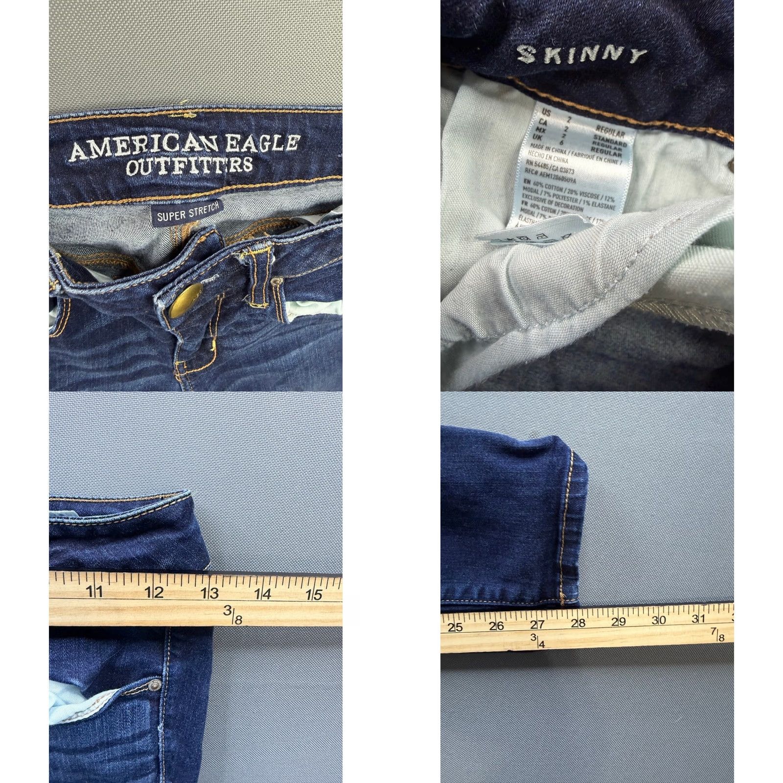 American Eagle Outfitters American Eagle Outfitters Jeans Skinny Womens Dark Wash 26x28 Super Stretch Denim Five-Pocket Modern Slim Fit Size 27" / US 4 / IT 40 - 8 Thumbnail