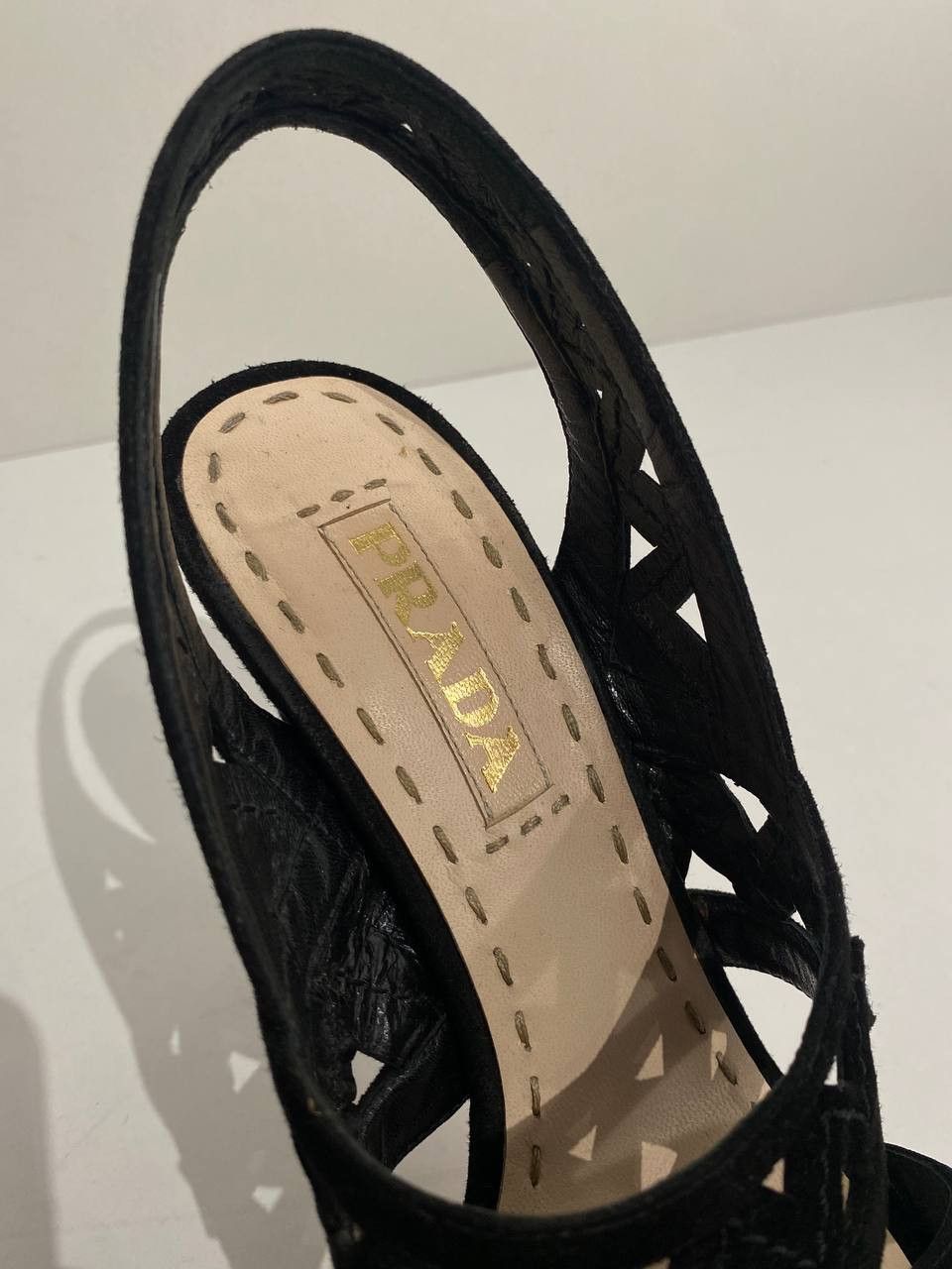 Prada Prada x Miu Miu Suede Black Slingback Strap High Heels Size US 7.5 / IT 37.5 - 5 Thumbnail