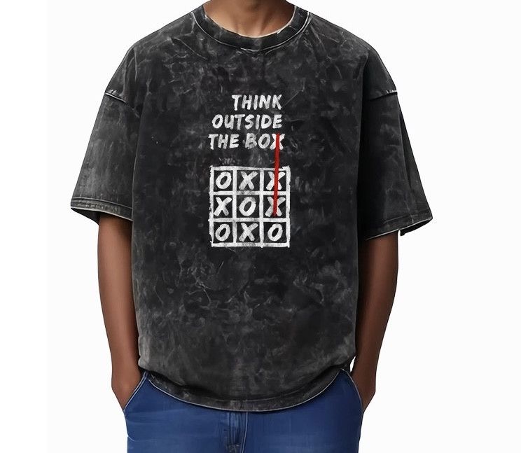 Japanese Brand Y2K Creative Think Outside The Box Gym Washed T-Shirt Size US L / EU 52-54 / 3 - 4 Thumbnail