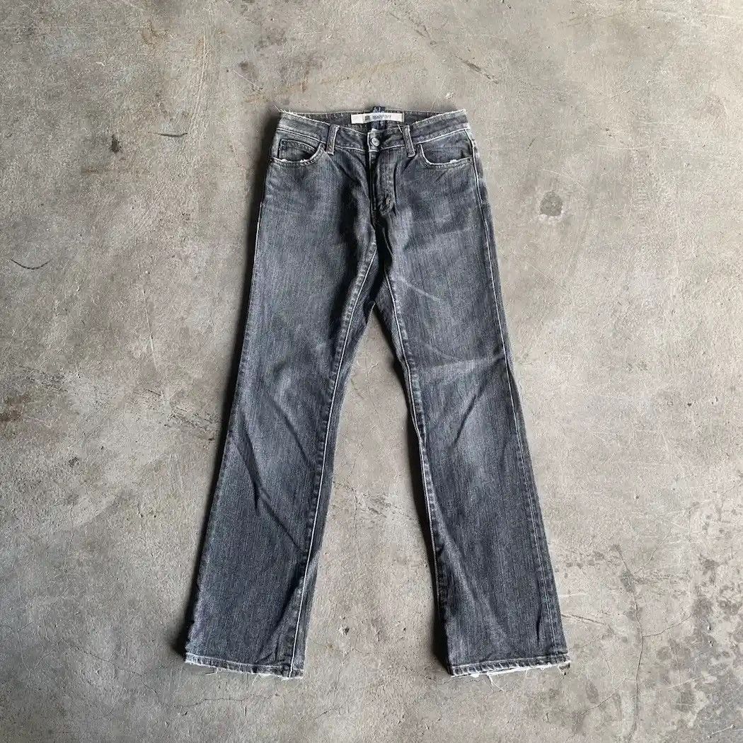 Japanese Brand Flare Japanese Vintage Bootcut Black Wash Jeans Waist 27 Size US 27 - 3 Thumbnail