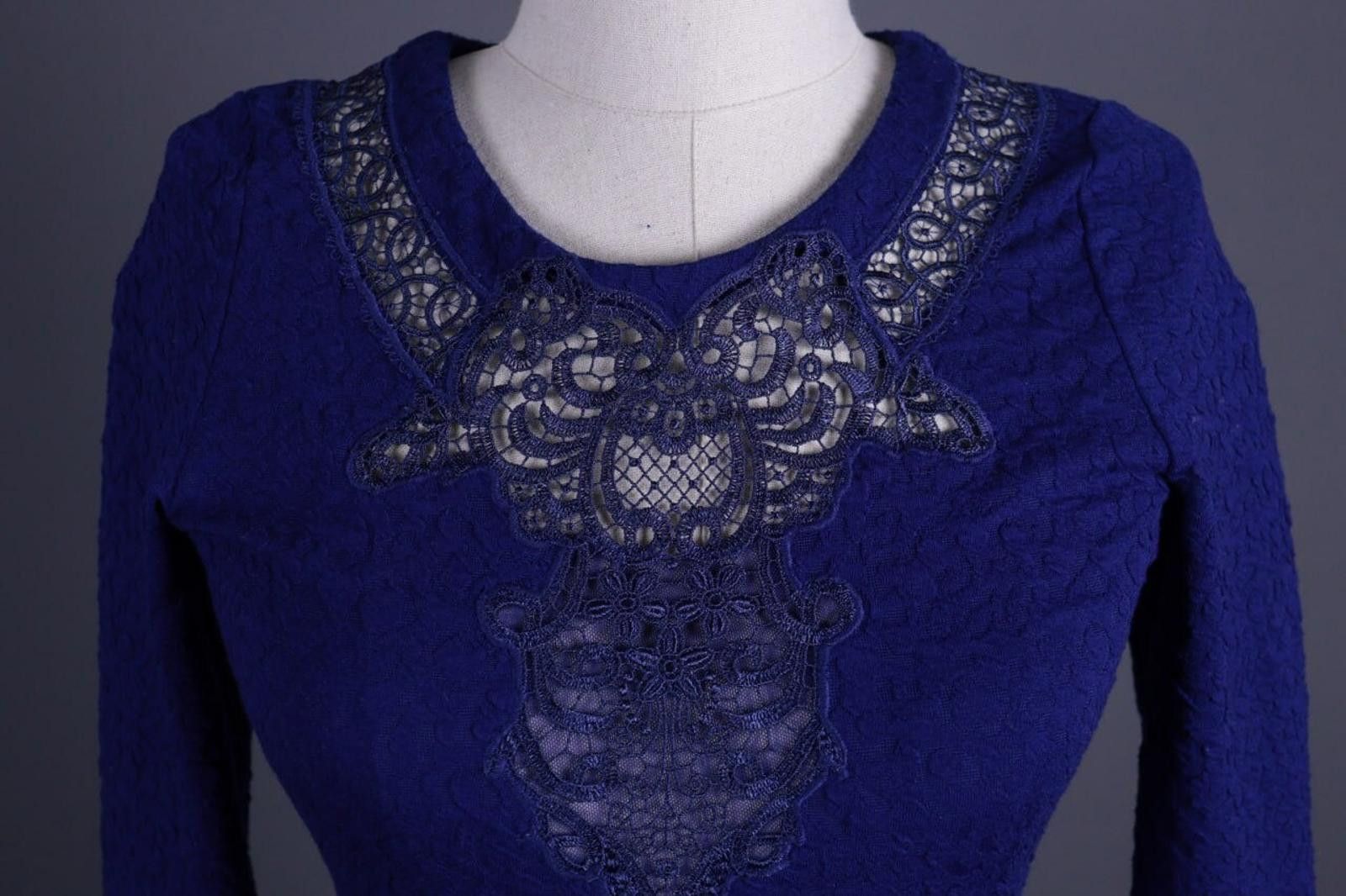 The Kooples The Kooples Blue Embroidered A-Line Dress Size S Size S / US 4 / IT 40 - 3 Thumbnail
