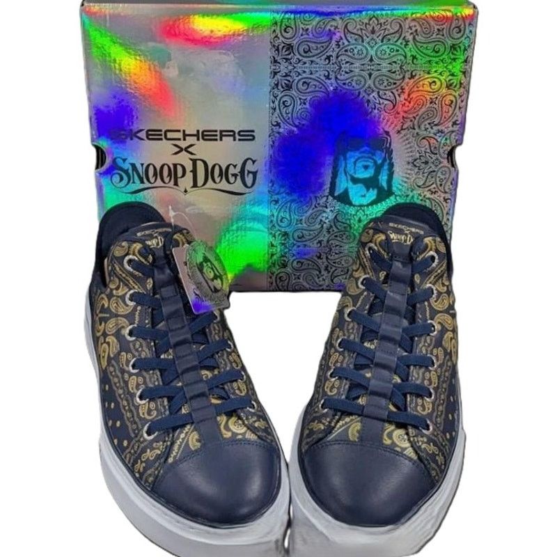 SKECHERS Skechers x Snoop Dogg Navy Paisley Bandana Leather Sneakers Size US 10 / IT 40 - 2 Thumbnail
