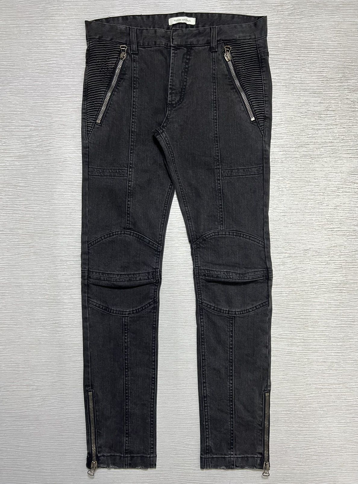 Pierre Balmain Pierre Balmain - Washed Zip Pocket Ankle Zip Biker Jeans Size US 32 / EU 48 - 1 Thumbnail