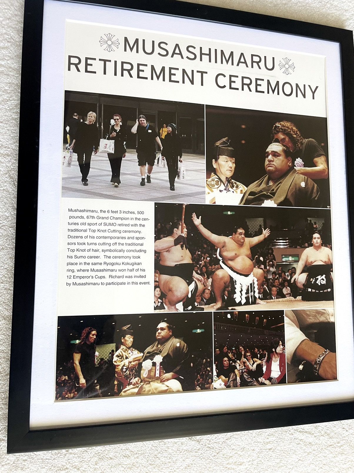 Original Framed Mixed Media Modern Art Collage Painting  Chrome Hearts Sumo Wrestling 9x11 Framed mag cutout poster