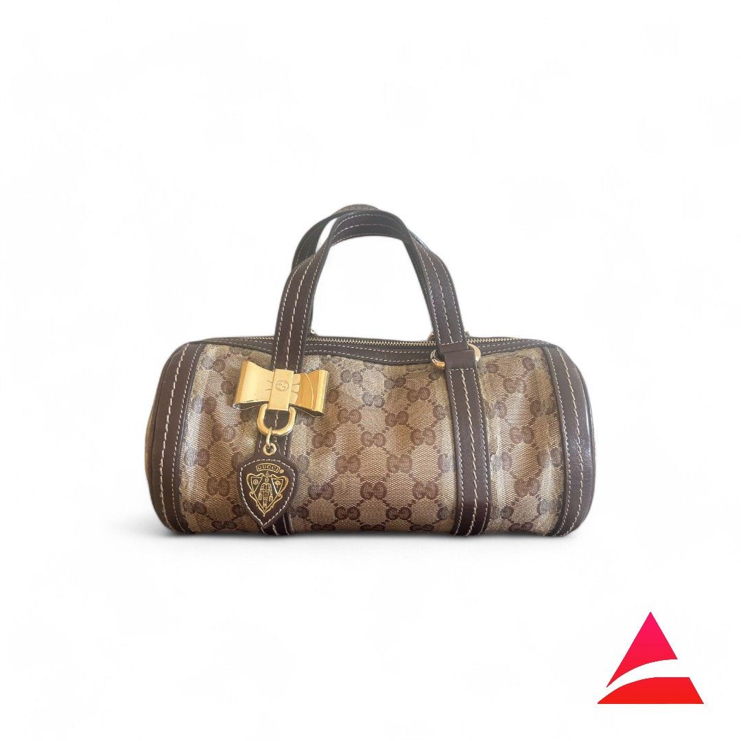 Gucci Gucci - Handbag Heart Ribbon Monogram Brown Leather Size ONE SIZE - 1 Thumbnail