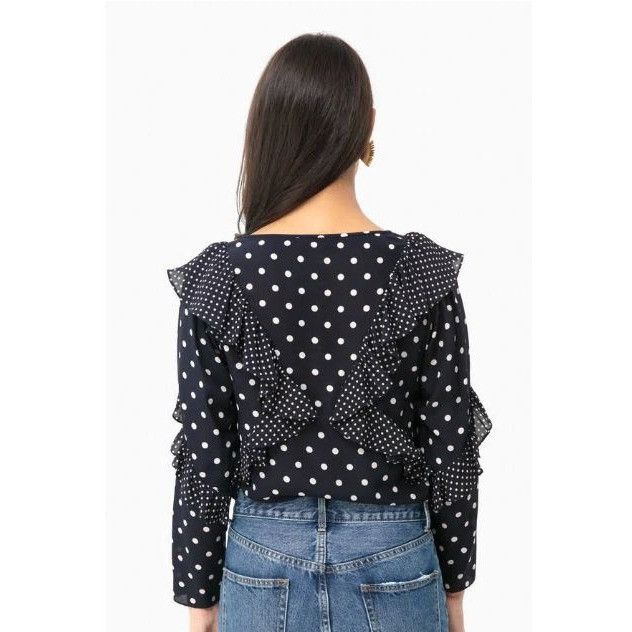 Designer Rebecca Taylor Silk Dot Print Ruffle Top Blouse Size M / US 6-8 / IT 42-44 - 5 Thumbnail