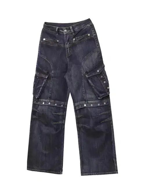 Japanese Brand Retro Heavy Industry Big Pocket Workwear Wide Leg Jeans Size US 32 / EU 48 - 6 Thumbnail