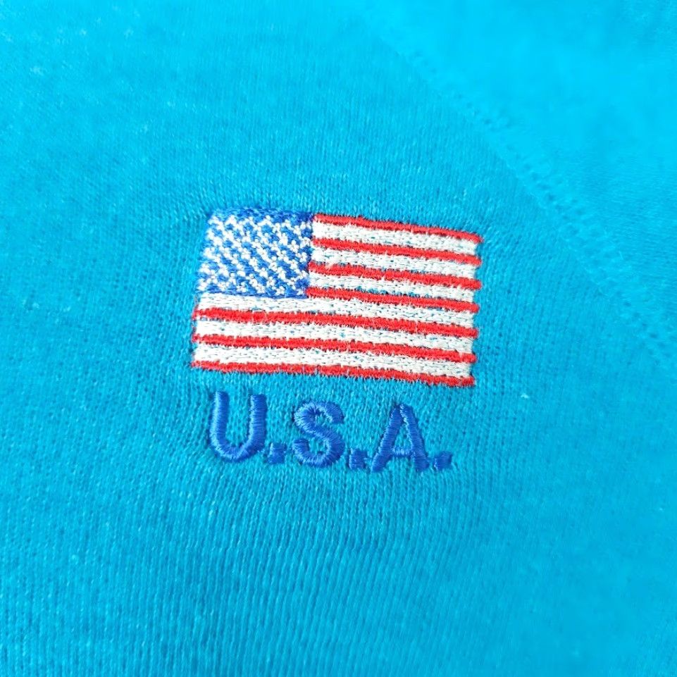 Hanes VINTAGE Hanes Sweatshirt Mens XL Blue 80s American Flag Embroidered Made In USA Size US XL / EU 56 / 4 - 3 Thumbnail