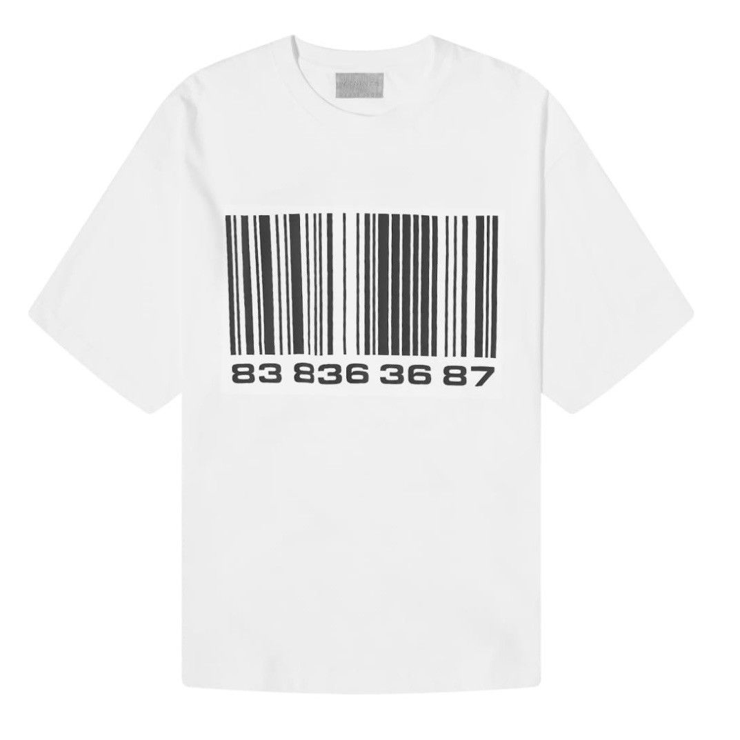 image of Vtmnts Big Barcode Tee in White, Men's (Size Large)