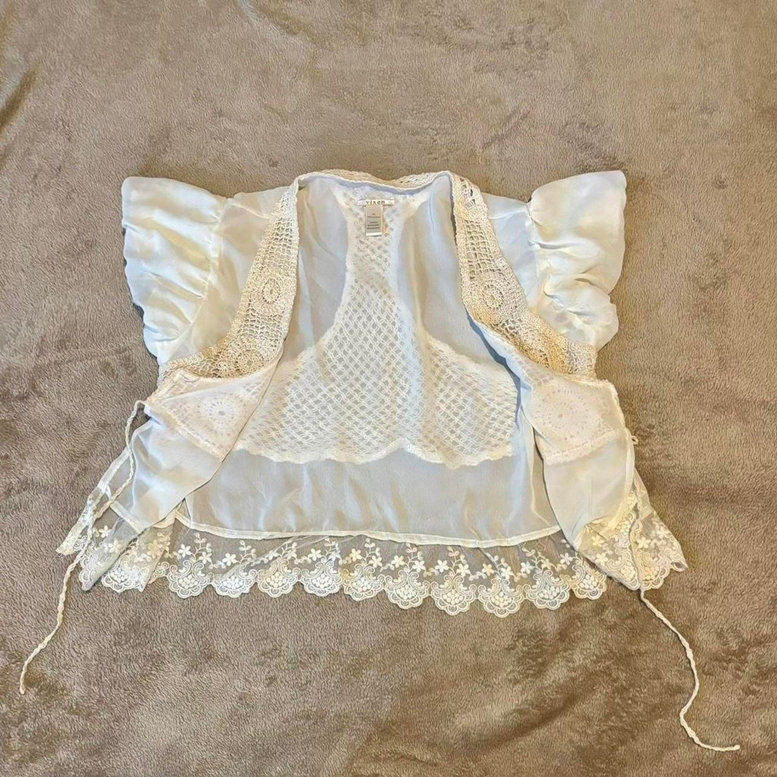 Free People Free People Vixen Lace Crochet Blouse XL Deadstock 2010s Size XL / US 12-14 / IT 48-50 - 4 Thumbnail