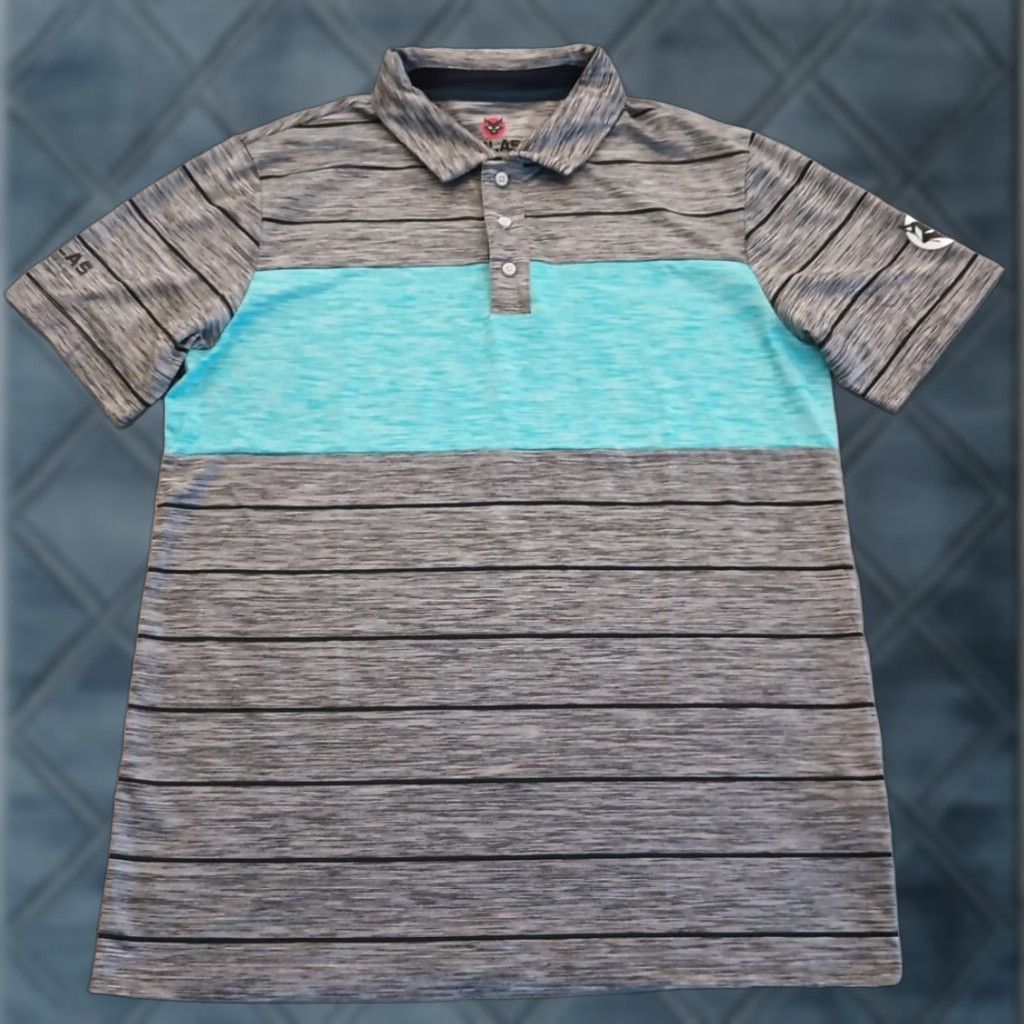Vintage Atlas Polo Shirt Mens Large Gray Striped Short Sleeve Size US L / EU 52-54 / 3 - 1 Thumbnail
