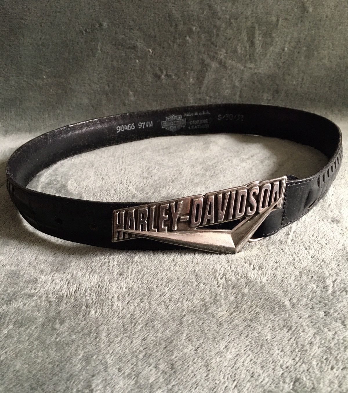 Harley Davidson × Vintage Harley Davidson Vintage Leather Belt USA Size S/30/32 Size 32 - 2 Thumbnail