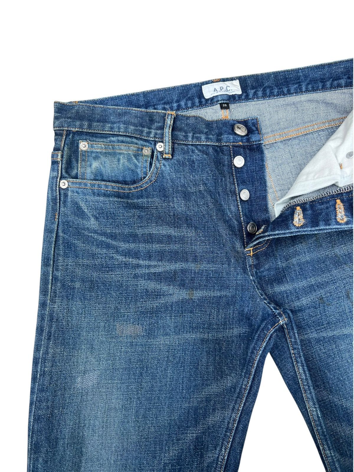 A.P.C. Vintage A.P.C. Aging Mud Faded Denim Selvedge Jeans Size US 29 - 5 Thumbnail