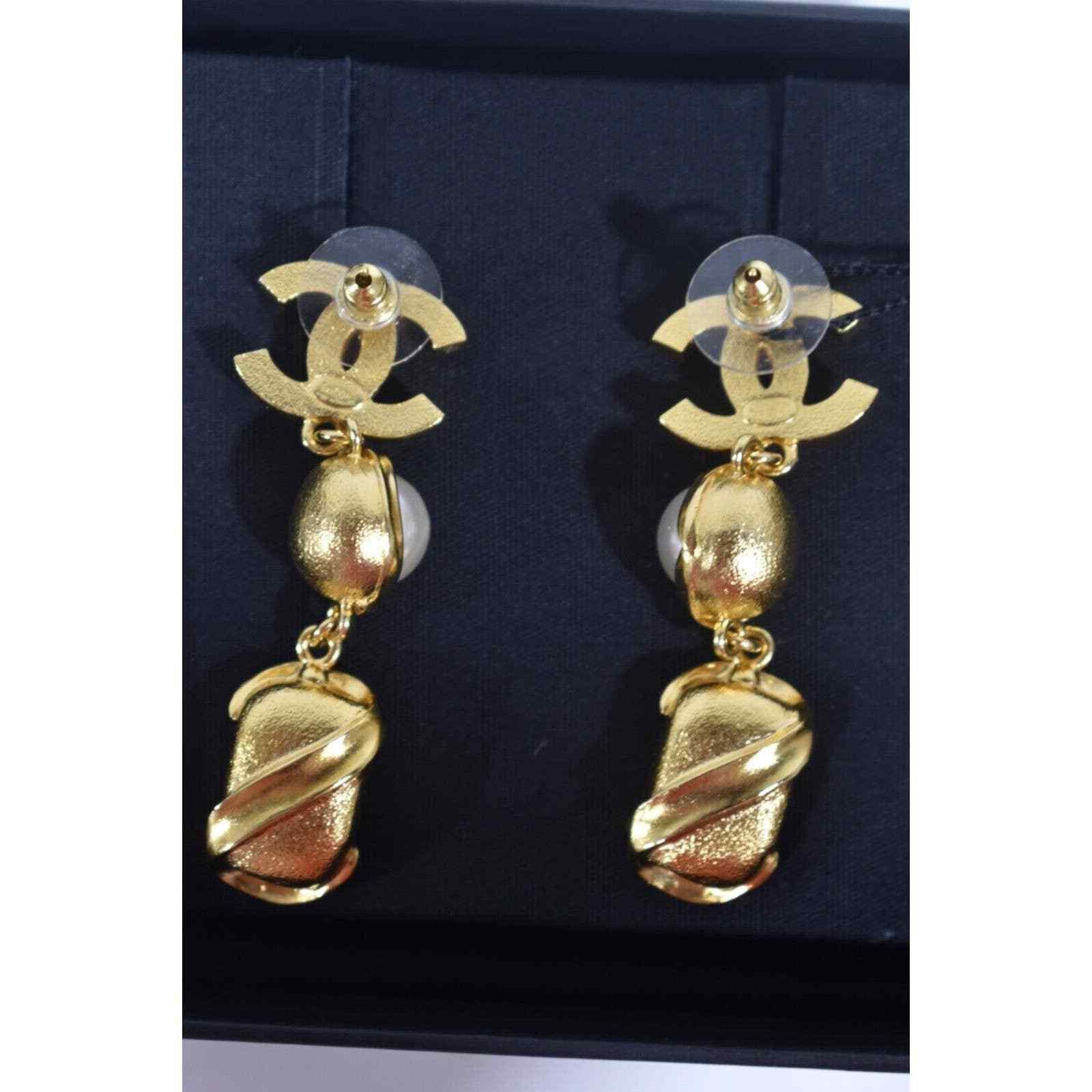 Chanel Chanel Pearl White Crystal Dangle Drop Statement Earrings Size ONE SIZE - 8 Thumbnail