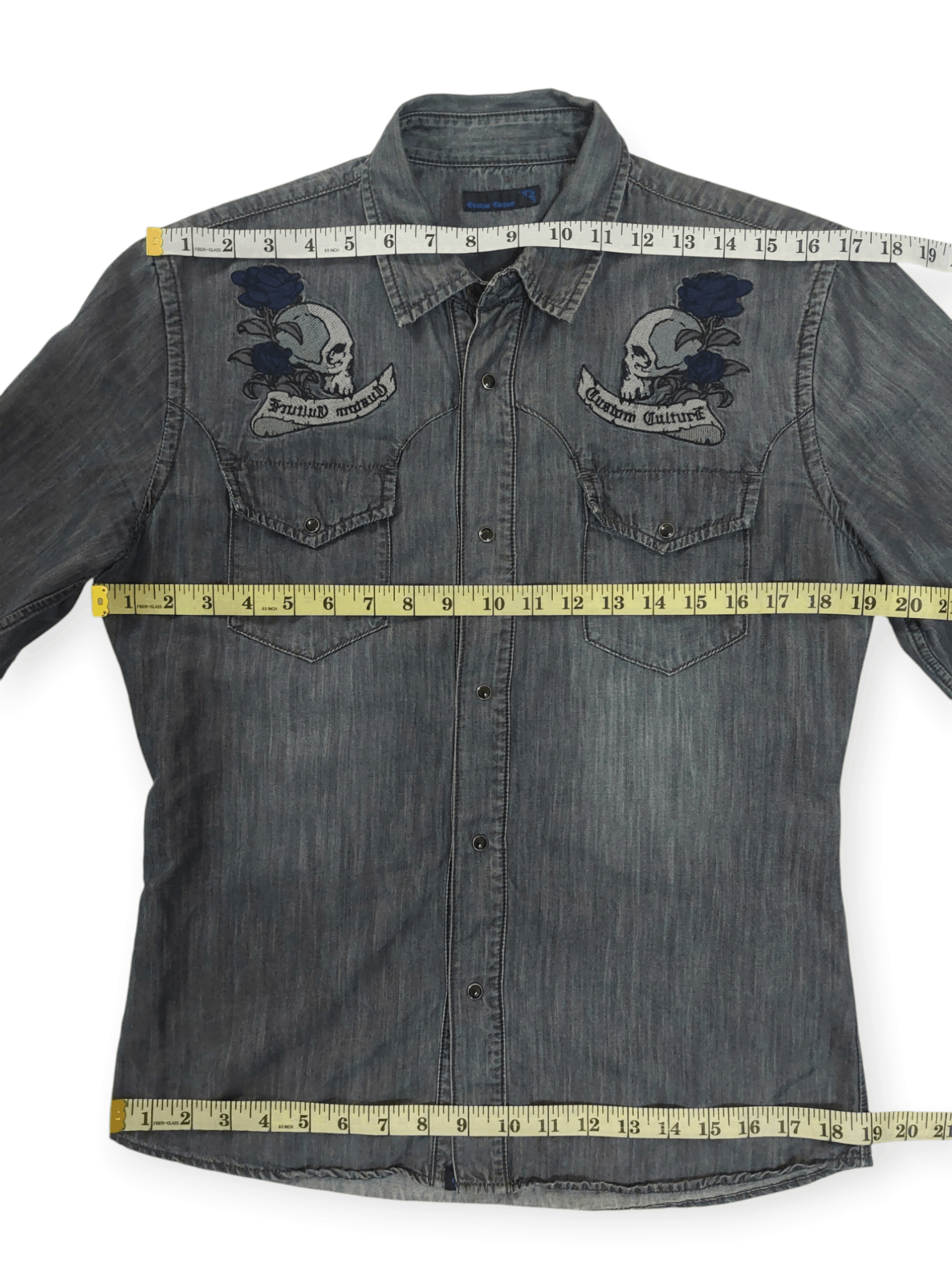 Designer Custom Culture Embroidery Skulls Head Button Ups Size US M / EU 48-50 / 2 - 12 Thumbnail