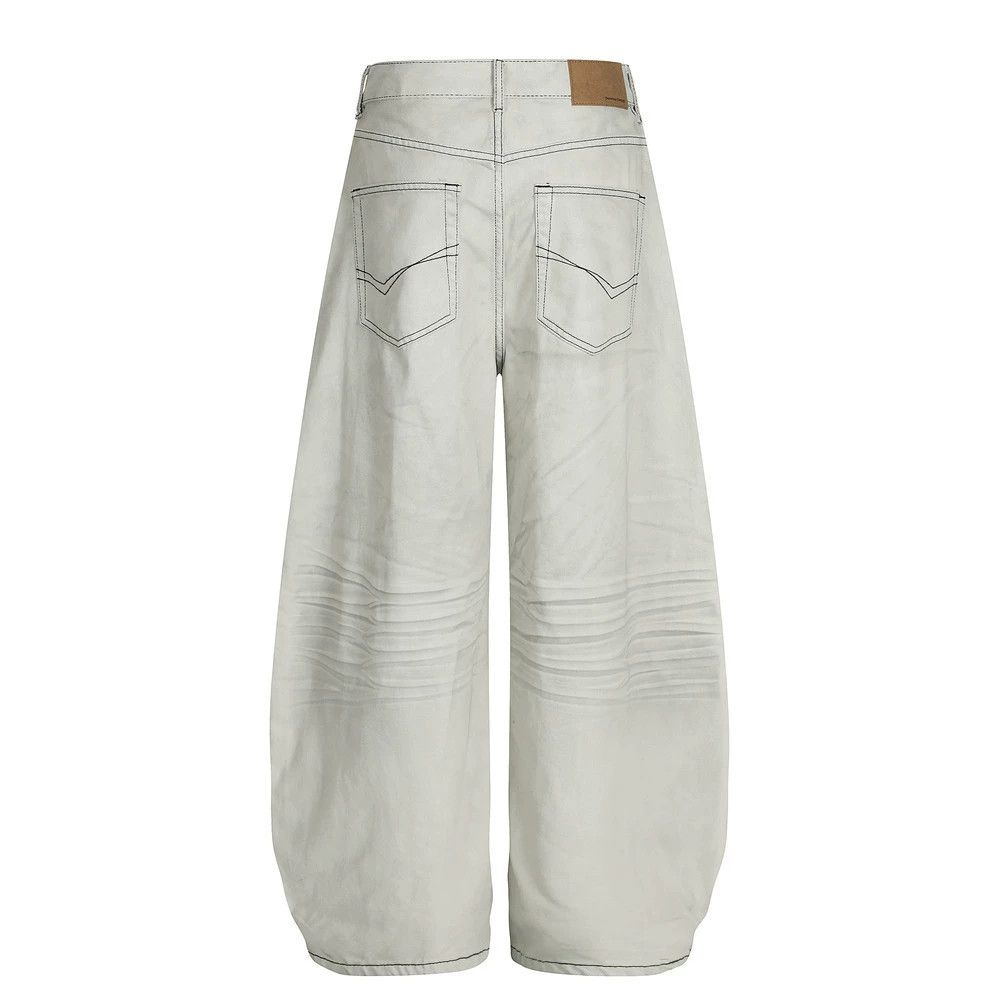 Jean Men's retro spray-painted dirty wide-leg scimitar trousers Size US 32 / EU 48 - 2 Thumbnail